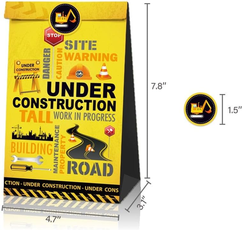 12X Construction Digger Excavator Vehicles Party Supplies Favour Box Birthday Party Decoration Treat Box Gift Box Gable Box Gift Bag Themed Favours Bag image number 5