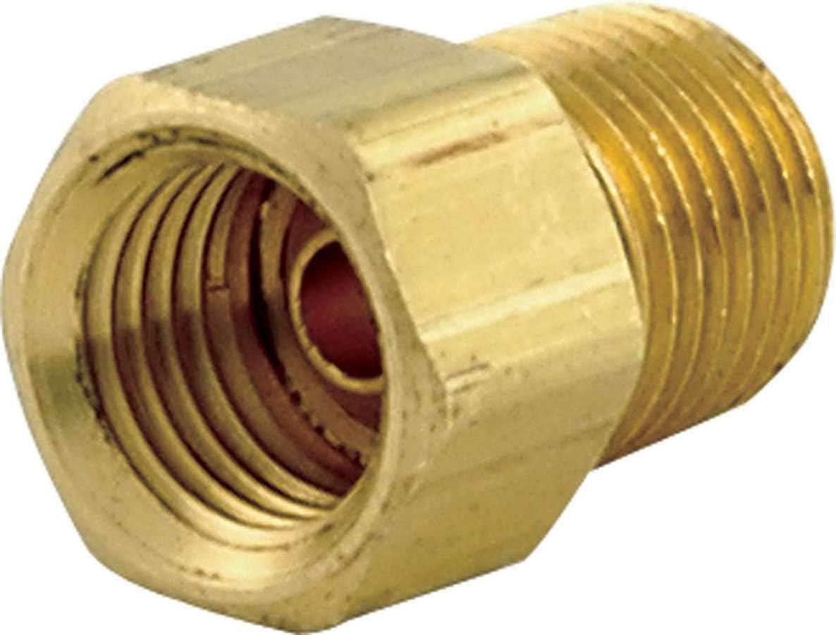 Allstar Performance Fitting, Adapter, 90 Degree, 3/8-24 in Inverted Flare Female to 1/8 in NPT Male, Brass, Natural, 3/16 in Hardline, Set of 4 image number 1