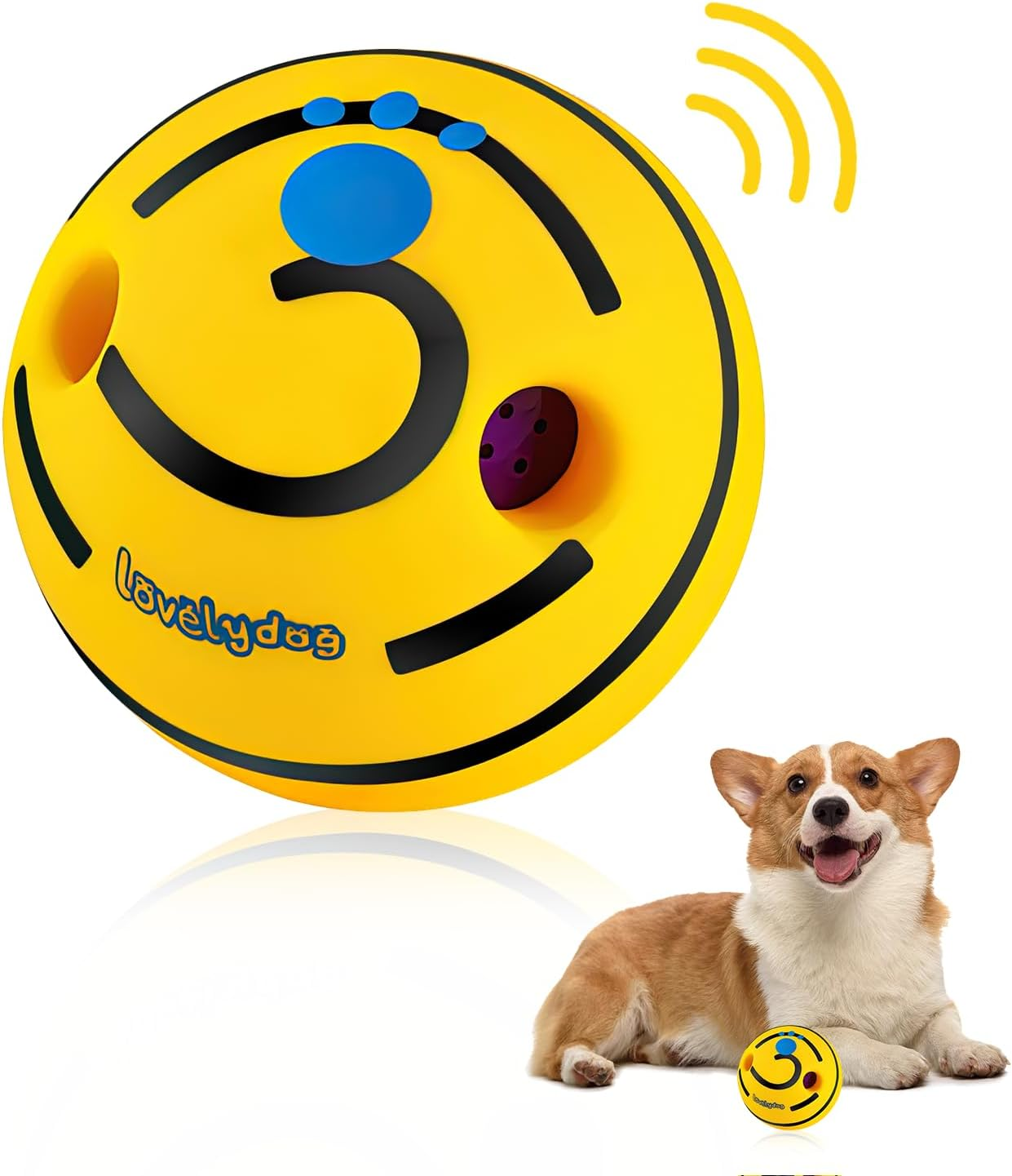 Dog Toy, Giggle Ball Dog Toy, Durable Wobble Wag Chewing Dog Balls, IQ Training Cleaning Teeth Indoor Outdoor for Medium Large Dogs, image number 3