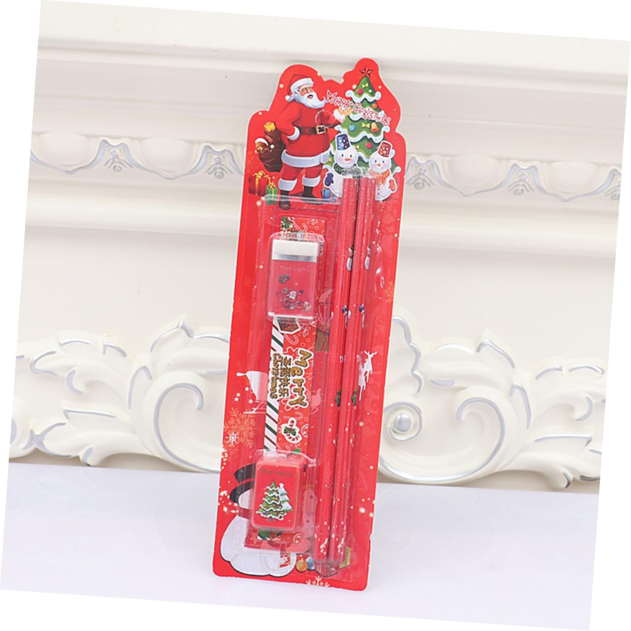 Christmas Theme Stationery Set 3 Packs 5Pcs Kit with Pencils Erasers Rulers for Kids School Supplies Holiday Random Color image number 5