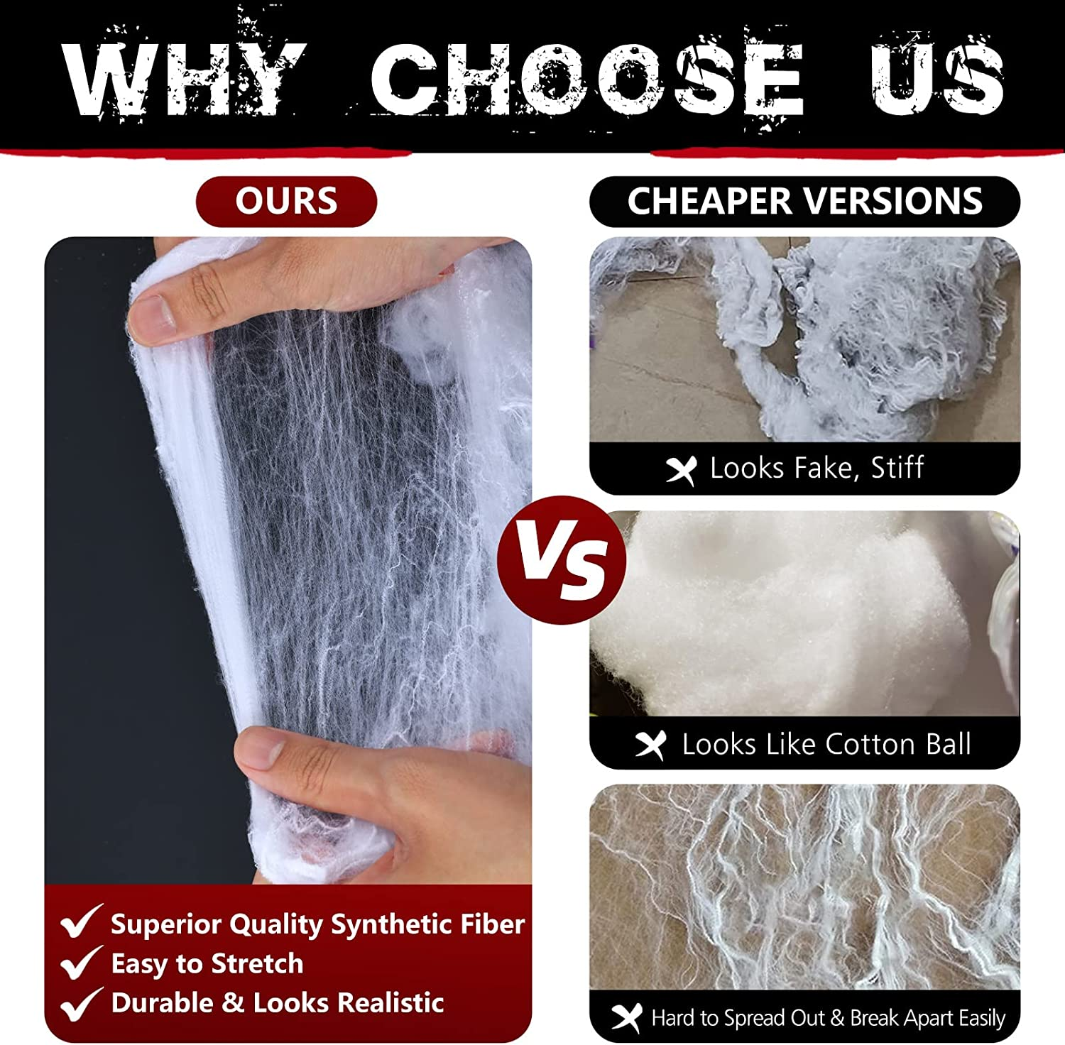 130Sqm Halloween Spider Webs Decorations with 150 Extra Fake Spiders, Super Stretchy Cobwebs for Halloween Decor Indoor and Outdoor image number 3