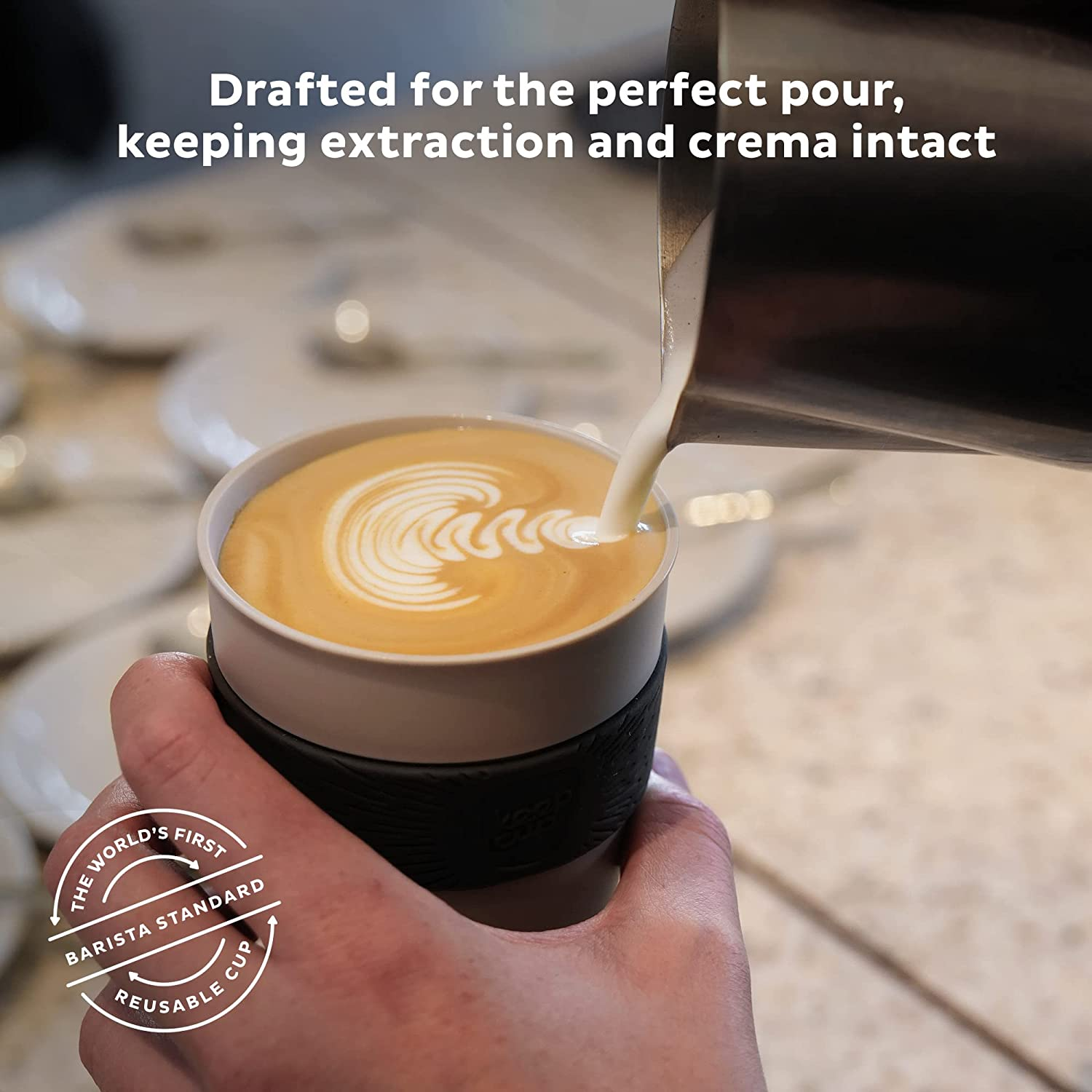 Keepcup Original, Lightweight Plastic Reusable Coffee Cup with Splashproof Sipper Lid - 16Oz/454Ml - Black image number 5