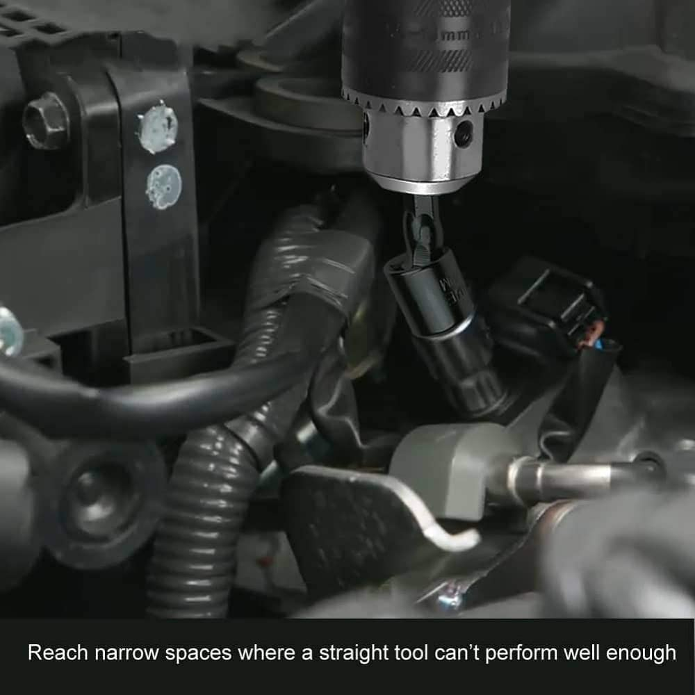 4 Piece Power Drill Sockets Adapter Set, 1/4" Hex Shank to 1/4" 3/8" 1/2" Impact Driver Socket Adapters Extension Set + 105 Degree Right Angle Screwdriver Set Drill Hex Bit Socket Adapter image number 1