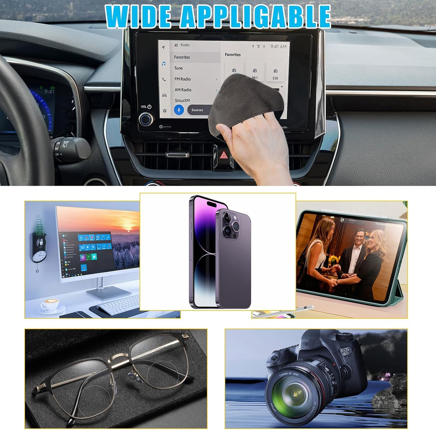 Car Screen Cleaner Cloth, Microfiber Square Pad, Foldable Dashboard Display Cleaning Cloth, Foldable Touch Screen Cleaner Cloth for Vehicle Dashboard LCD Display, Interior Car Accessories (Square) image number 1