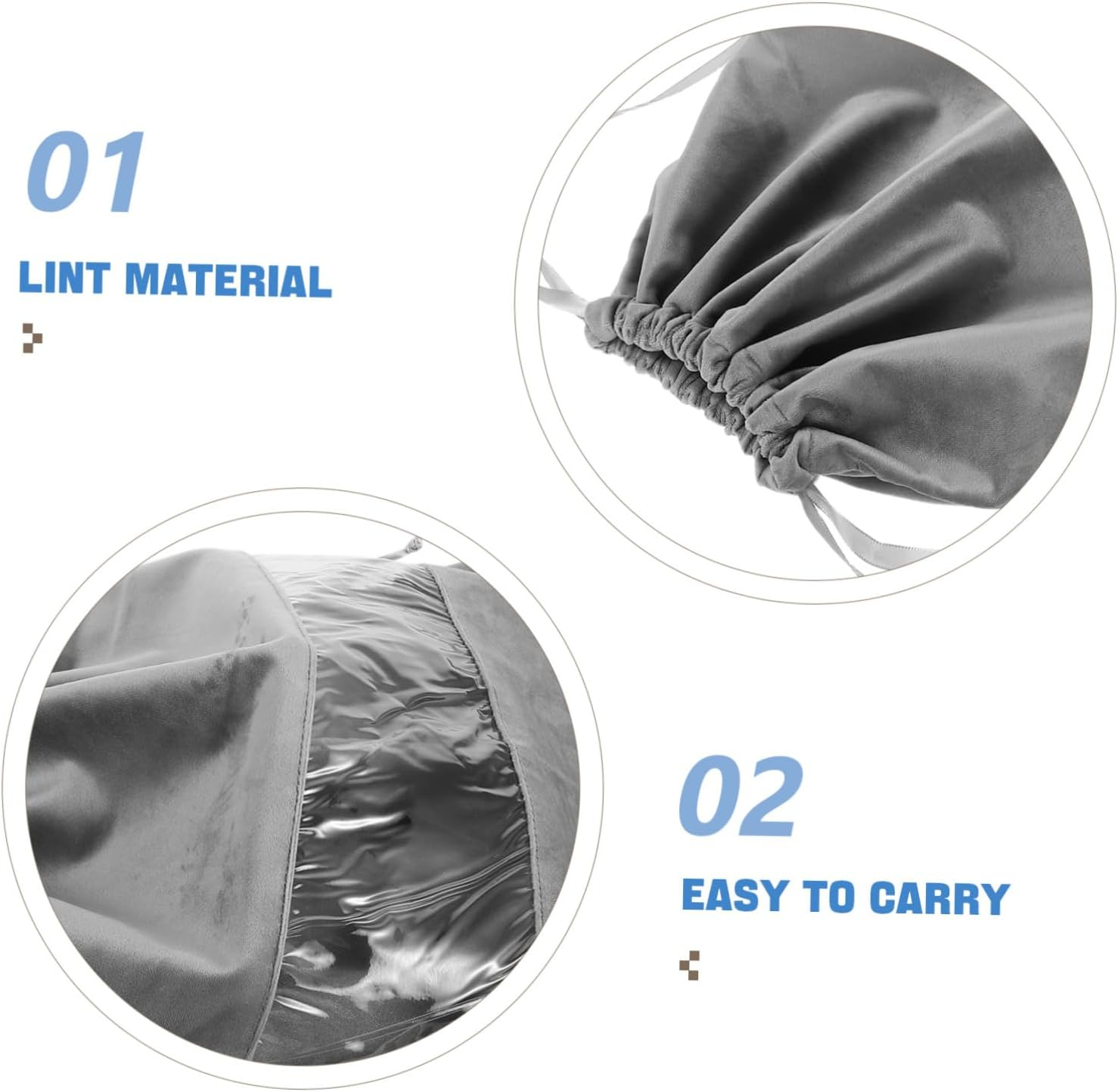 WOFASHPURET Drawstring Hair Tool Bag Lightweight Dustproof Storage Pouch for Travel and Home Portable Organizer for Hair Dryers Curling Tools and Personal Items Gray - Black image number 5