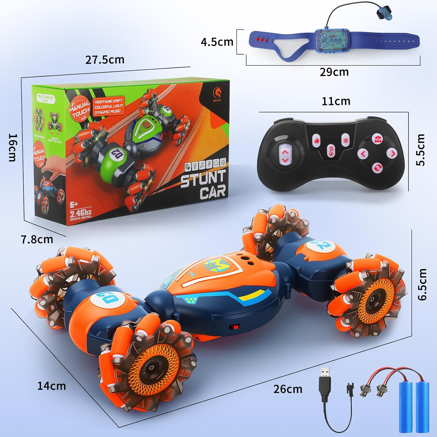 Gesture Sensing RC Stunt Car - 4WD Remote Control Toy Car for Boys, Cool Hand Controlled Twist Car with Lights & Music, Boys Toys Age 6-12, Best Birthday Gifts for 7 9 10 12 Year Old, Toys for Kids image number 3