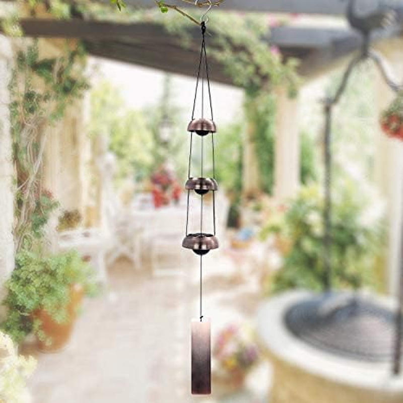 ASTARIN Temple Wind Chime, Red Copper Wind Chimes with 3 Bells, Feng Shui Wind Chimes for Home Yard Outdoor Decoration, a Great Memorial Wind Chime for Someone Who Loves Peace image number 1