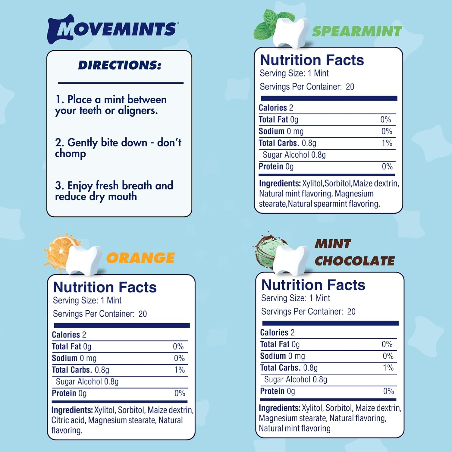 Movemints Clear Aligner Mints - Patented Aligner Seating Mints - Edible Alternative to Aligner Chewies - Xylitol Mints for Dry Mouth - Variety Pack (3 Pack) image number 3