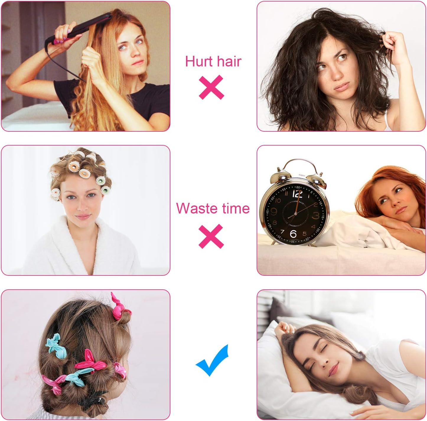 Flexible Foam Sponge Hair Curlers, No Heat Hair Curlers Magic Pillow Soft Hair Rollers Spiral Curls Set Hair Care DIY Styling Tools Comfy to Sleep on 40Pcs image number 6