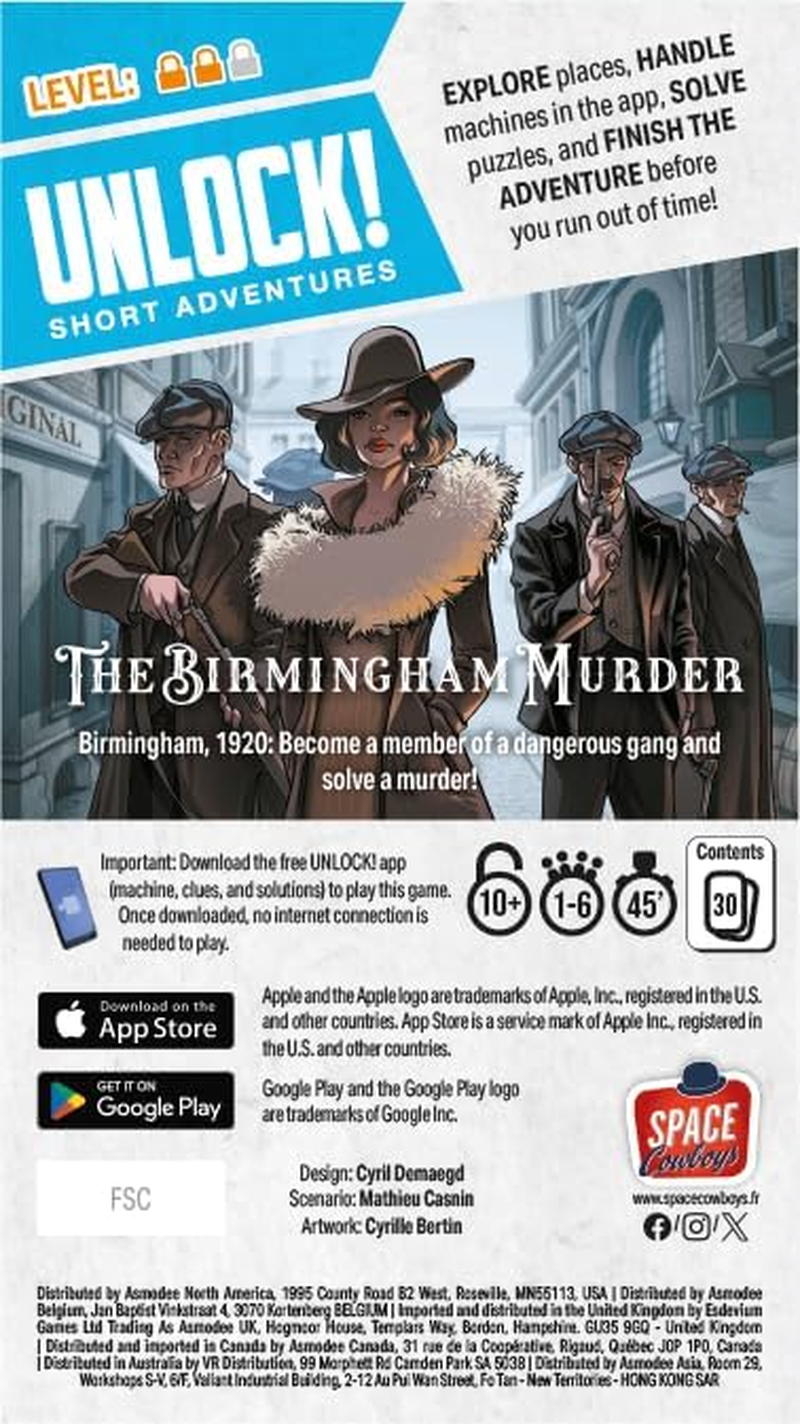 SPACE Cowboys | Unlock! Short Adventures 9: the Birmingham Murder | Escape Room Card Game | Ages 10+ | 1-6 Players | 30 Minutes Playing Time image number 3