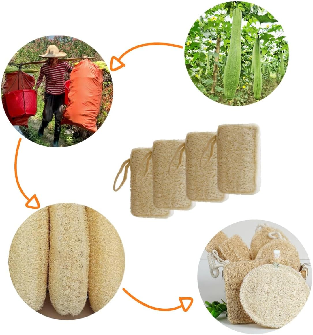 4 Pcs Multi-Purpose Multipurpose Loofah Sponge,Bath Spa Shower, Cleaning Exfoliating Sponge for Skin Care,Organic Kitchen Sponge,Soft Touch image number 2