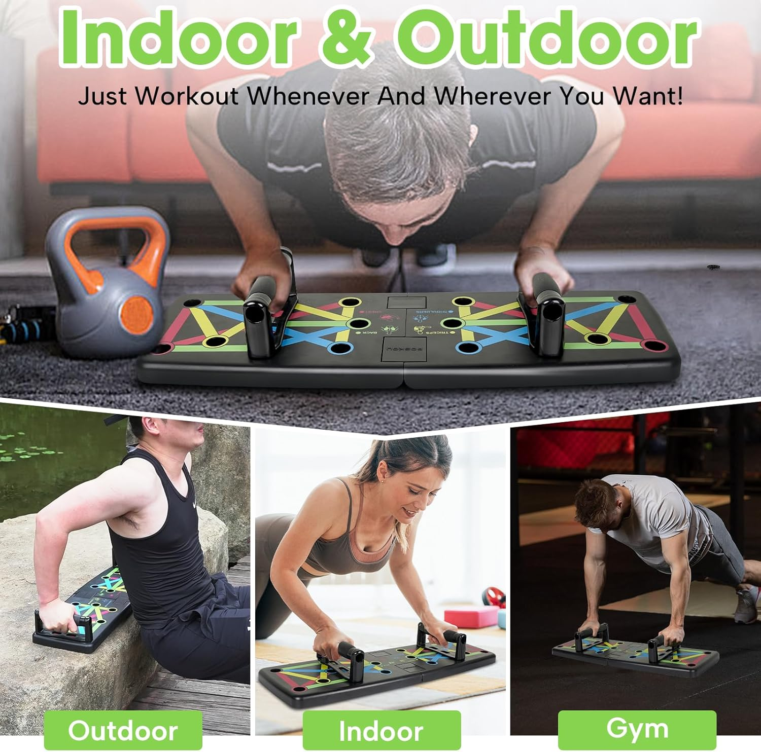 POSKOU Push up Board Pushup Bar Multifunction Push up Handles Exercise Workout Fitness Equipment for Home Gym image number 2