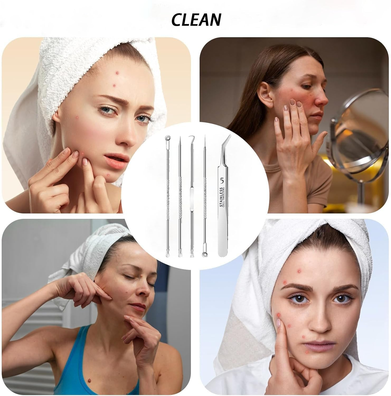 Compact LED Magnifying Travel Makeup Mirror 1X/3X Travel Mirror Makeup Mirror Vanity Mirror Make up Mirror with Lights Precision Tweezers Pimple Popper Blackhead Remover Tool Blackhead Remover image number 5