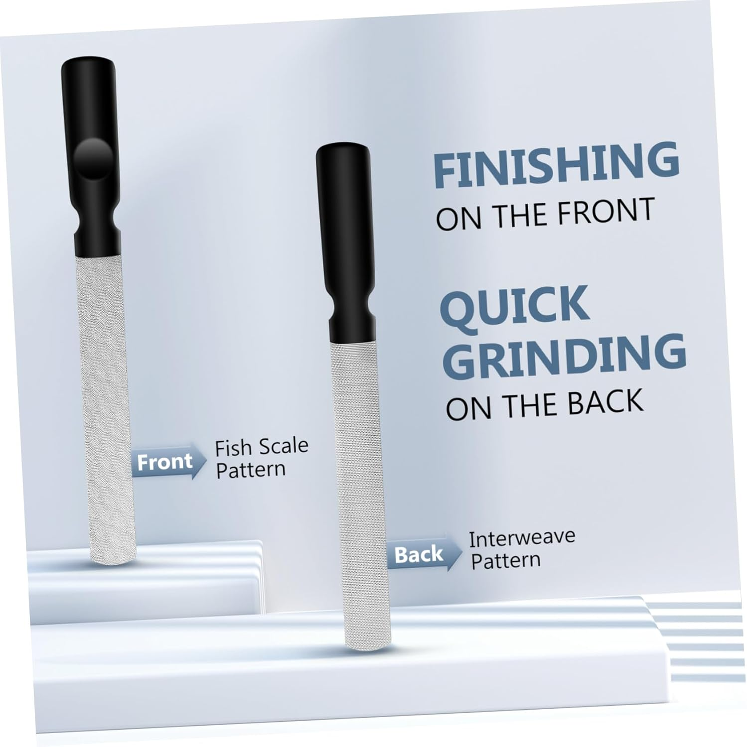 WOONEKY 2Pcs Stainless Steel Nail Files with Non Slip Ergonomic Handle and Leather Case Manicure Pedicure Tool for Fingernail and Toenail Polishing Washable and Resistant Professional image number 2