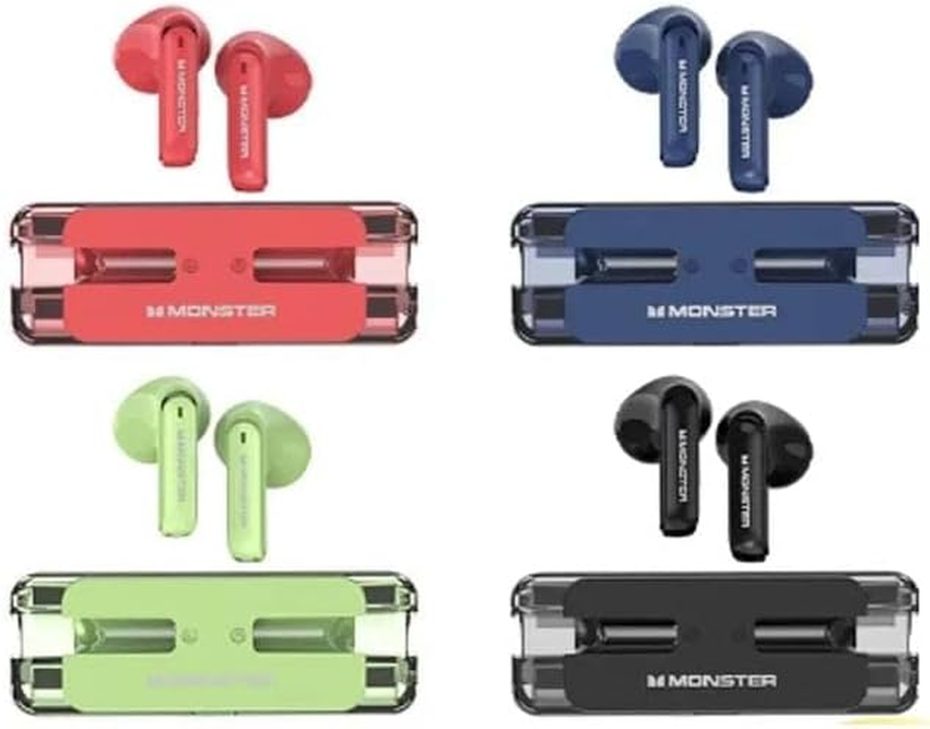 Original Monster XKT08 TWS Earphones Wireless Bluetooth 5.3 Hifi Headphones Noise Reduction Headset Sport Earbuds Wiht Mic (Green)