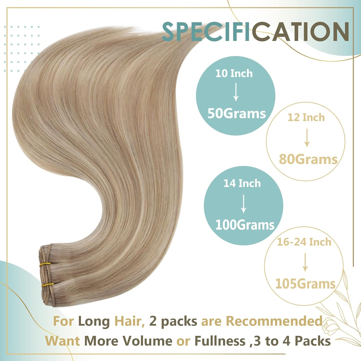 Full Shine Blonde Sew in Hair Extensions Real Human Hair Weft Hair Blonde Highlighted Remy Weft 105 Grams Sew in Straight Hair Bundles 16/22 Golden Blonde Mix Medium Blonde Thick 16 Inch image number 7