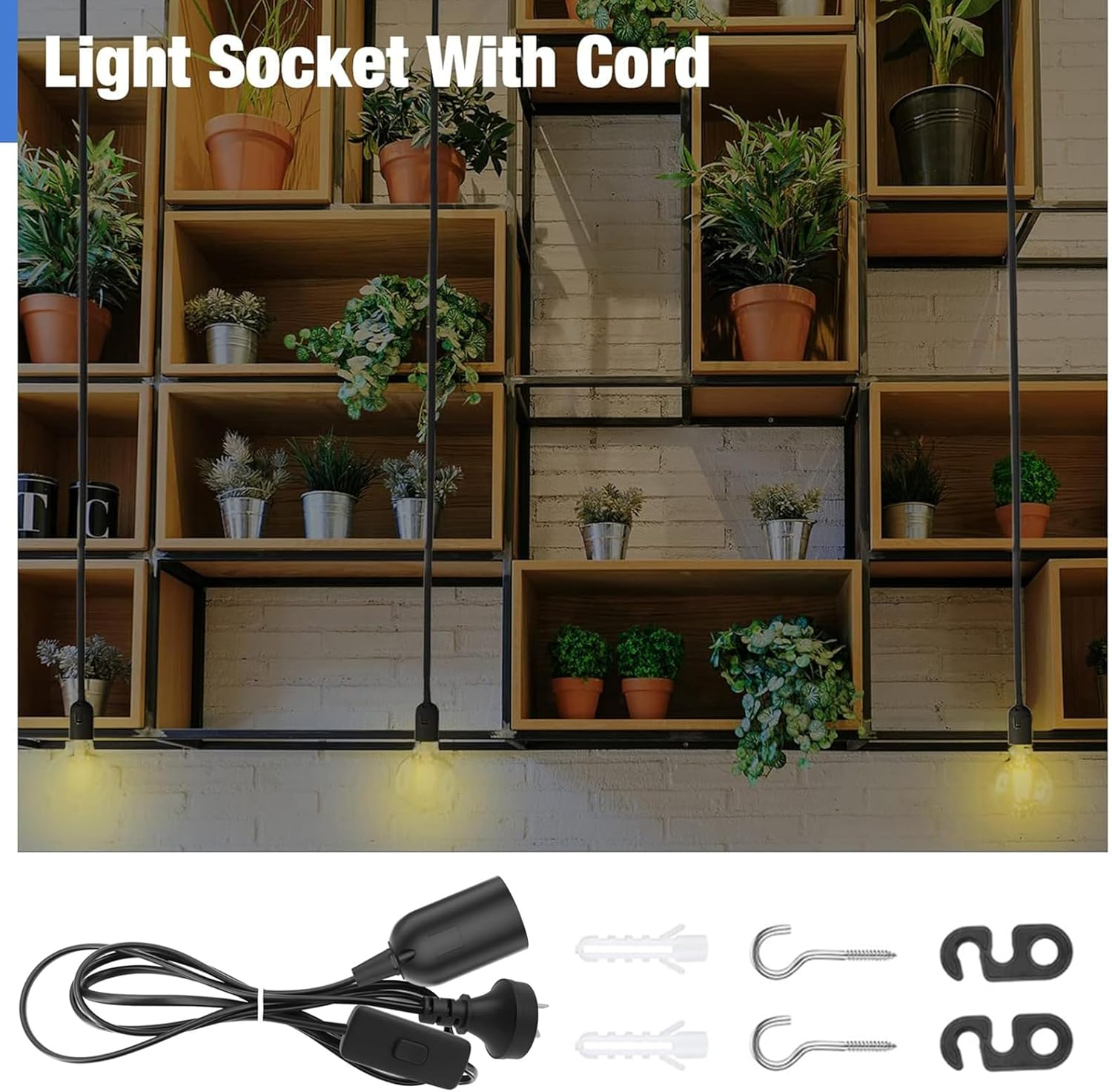 Salt Lamp Cord Replacement E27 Bulb Cable with Light Switch, 1.8M Plug in Pendant Light Extension Cable Lamp Socket to AC AU Plug Power Cord for Kitchen Bedroom Plant Growth Linear Pendant Lights image number 5