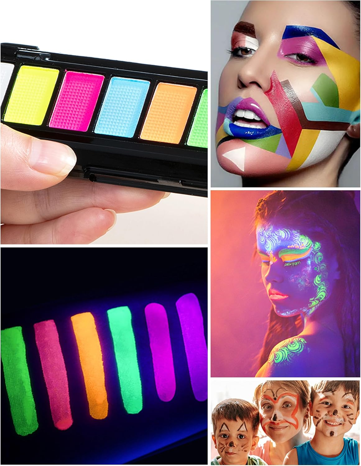 Erinde Professional Face Body Paint Palette, 10 Colors Vibrant Safe for Adults, Water-Based Highly Pigmented Makeup Kit for Halloween, Cosplay, Festivals, Long Lasting Easy Wash off 2#