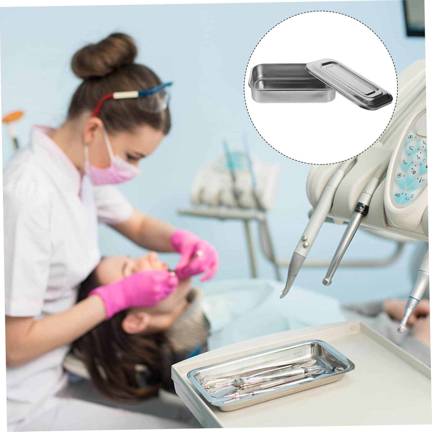 OKUMEYR Stainless Steel Sterilizer with Lid for Medical and Polished Storage Box for Gauze and Alcohol Practical and Easy to Clean Equipment Organizer image number 1