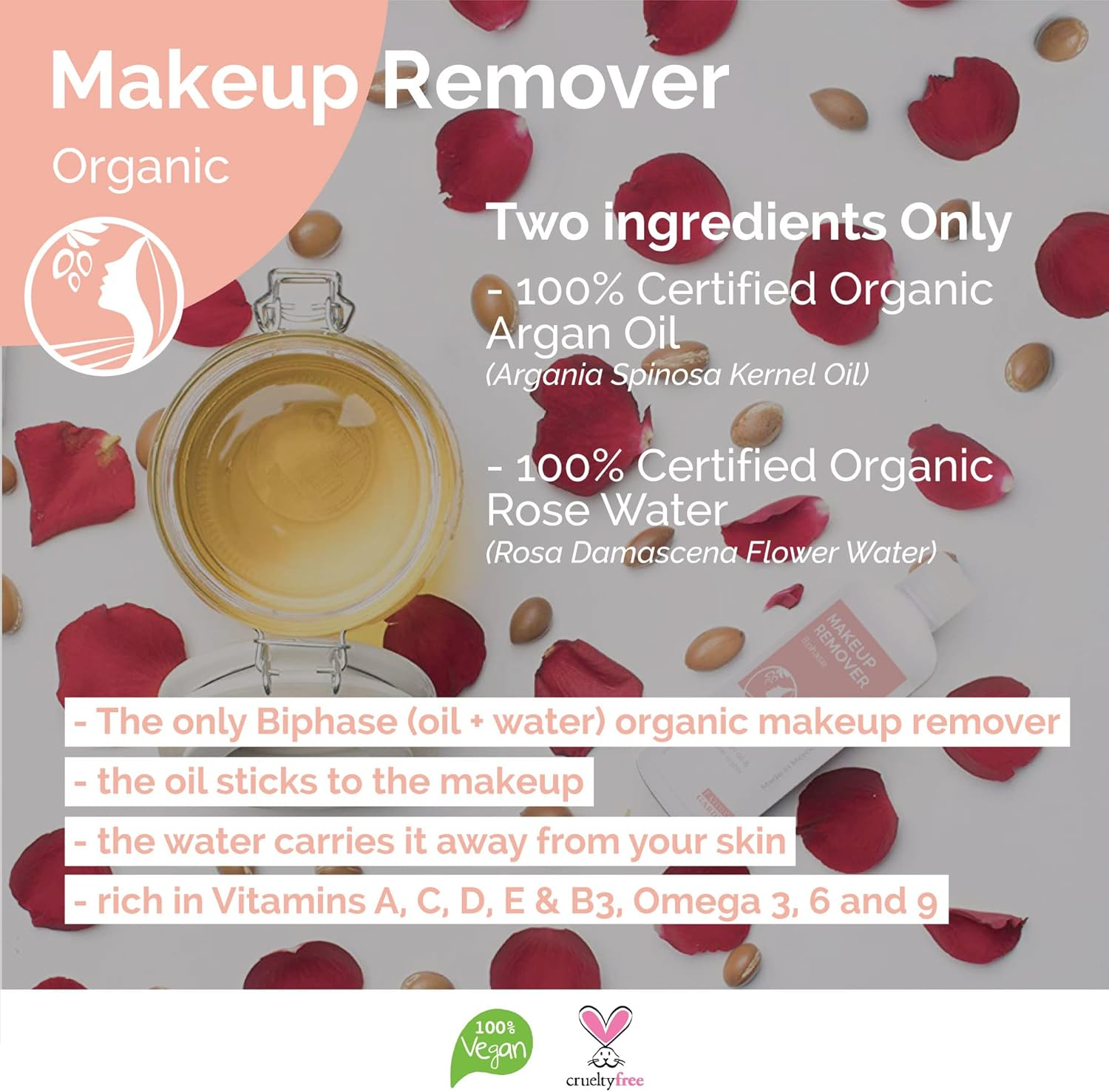 Fatima'S Garden Organic Makeup Remover - with Argan & Rose Water, 100Ml image number 5