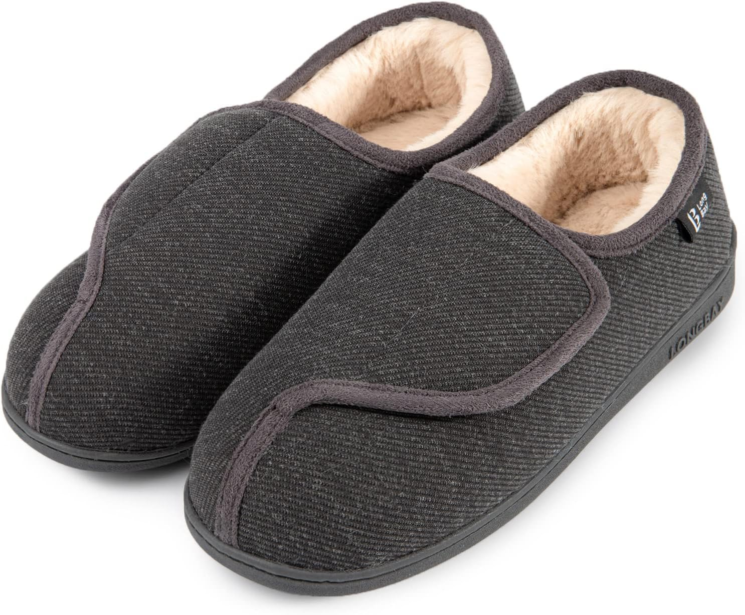 Longbay Women'S Furry Memory Foam Diabetic Slippers Comfy Cozy Arthritis Edema House Shoes