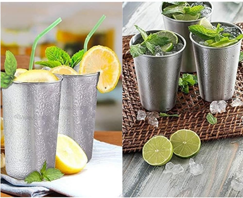 6 Pack Stainless Steel Kids Cups, Children'S Pint Cups, Stackable Metal Cups, Shatterproof Drinking Glasses（230 Millilitres） image number 2