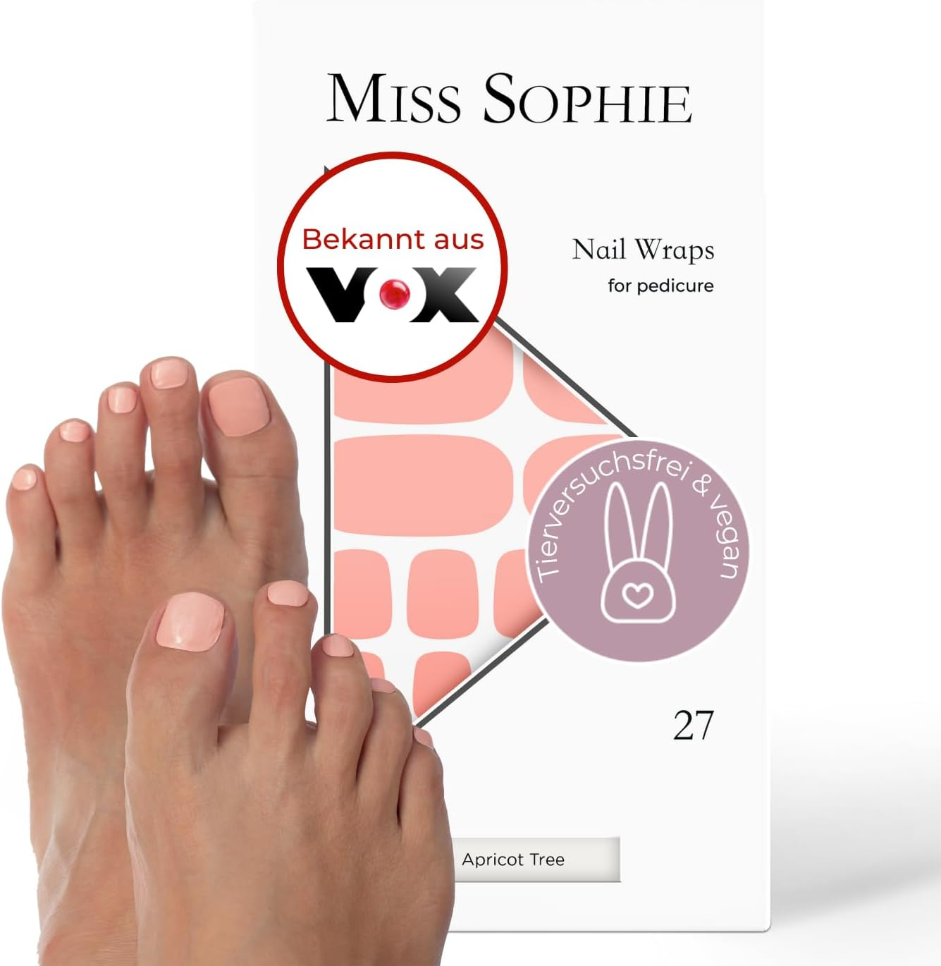 Miss Sophie Pedi Wraps - Apricot Tree Pedicure - Plain Apricot Nail Wraps for Pedicure - 27 Ultra Thin Self-Adhesive Long-Lasting Nail Foils image number 6