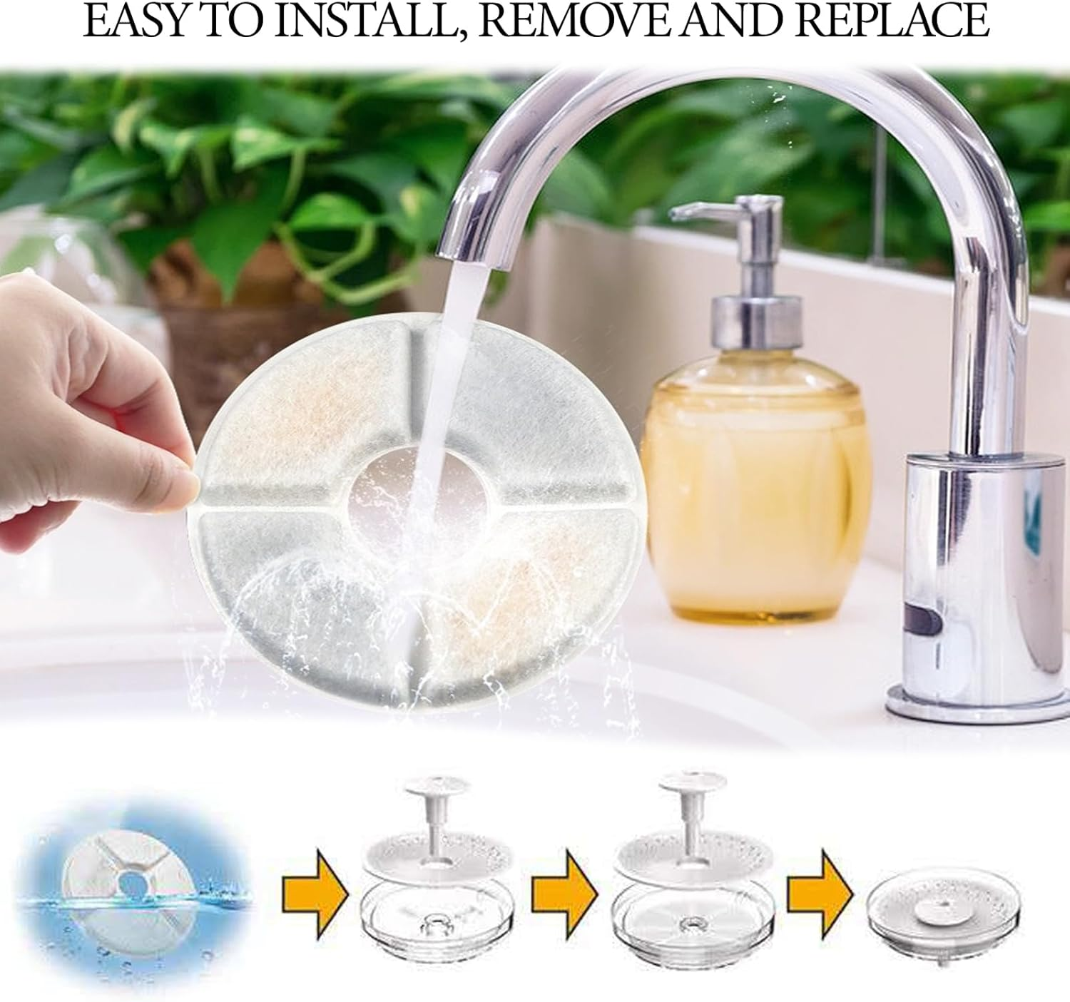 16 Pack Replacement Filters for Cat Fountain, Pet Water Fountain Filters, Activated Carbon Filters, Triple Filtration System for Pet Dog and Cat Waterer image number 4