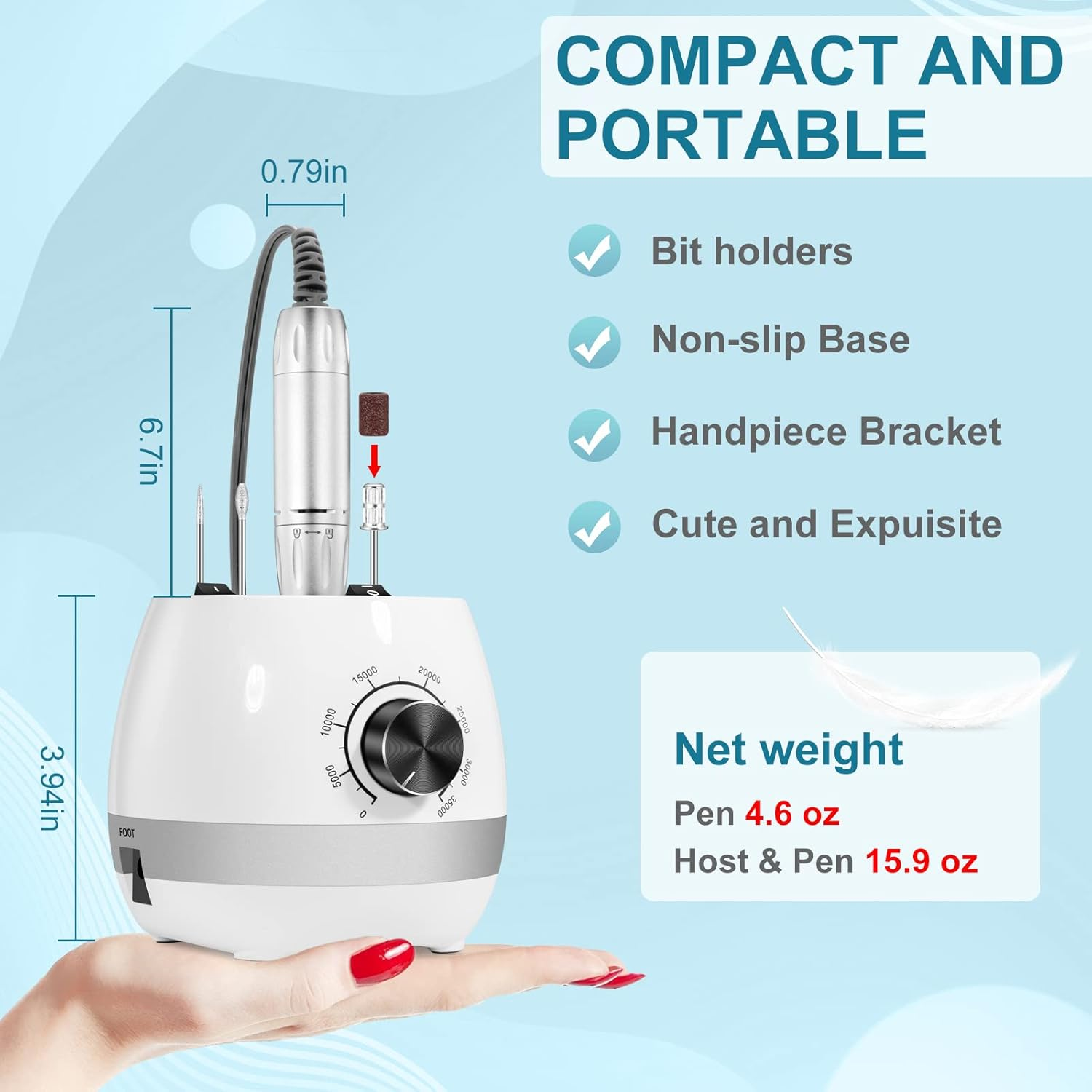 ENGERWALL 35000 RPM Electric Nail Cutter, Electric Nail File Manicure Set with Pedal, Polishing Tools, Nail Clippers Set, Perfect for DIY Nail Art at Home and Professional Manicure in the Salon image number 5