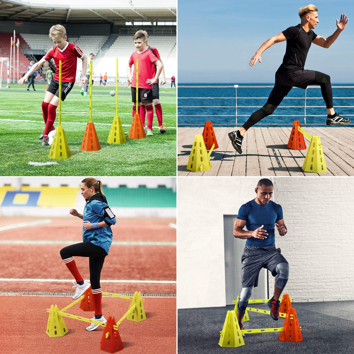 Yes4All Speed Training Agility Hurdles Cone Set for Athletes - Speed and Agility Training Equipment for Soccer Basketball Football Hurdle Training