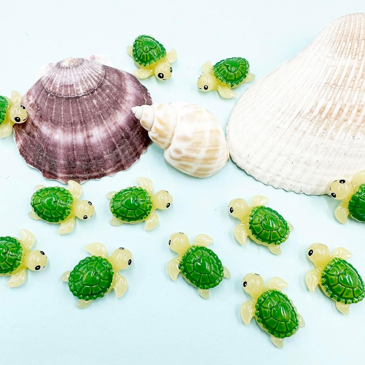 Suartus Mini Green Turtle - 30Pcs Resin Miniature Sea Turtle Figurines Tortoise Turtle Miniature Figurines Ocean Animals Statue for Fairy Garden Dollhouse Micro Landscape Decor Ornament - 30 Green Turtle image number 5