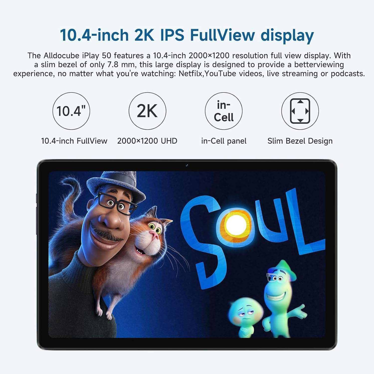 ALLDOCUBE 10.4 Inch Tablet，2000 * 1200 In-Cell IPS Screen Android 14 Tablet,12Gb RAM (4+8 Virtual)+64Gb ROM 2TB TF Expandable,Widevine L1, Unisoc T618 8 Core CPU, 6000Mah Battery,5G/2.4G Wifi image number 3