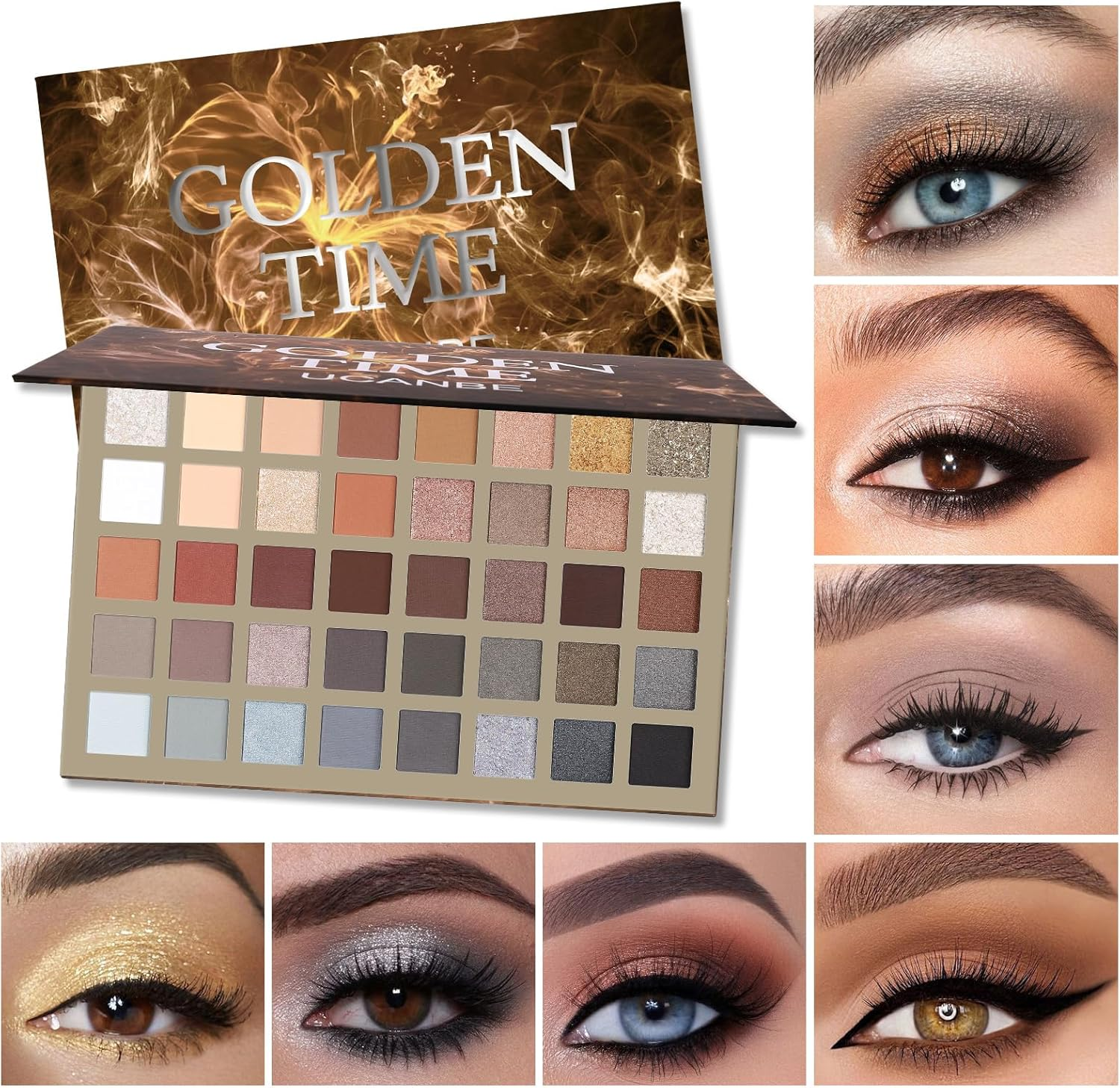 UCANBE Nude Eyeshadow Makeup Palette, 40 Color Matte Shimmer Glitter Eye Shadow, Neutral Black Dark Grey Smoky Make up Pallet Highly Pigmented Long Lasting Waterproof image number 2