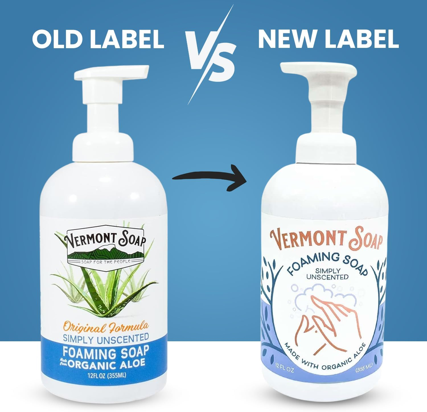 Vermont Soap USDA Certified Organic Simply Unscented Foaming Hand Soap 12 Oz