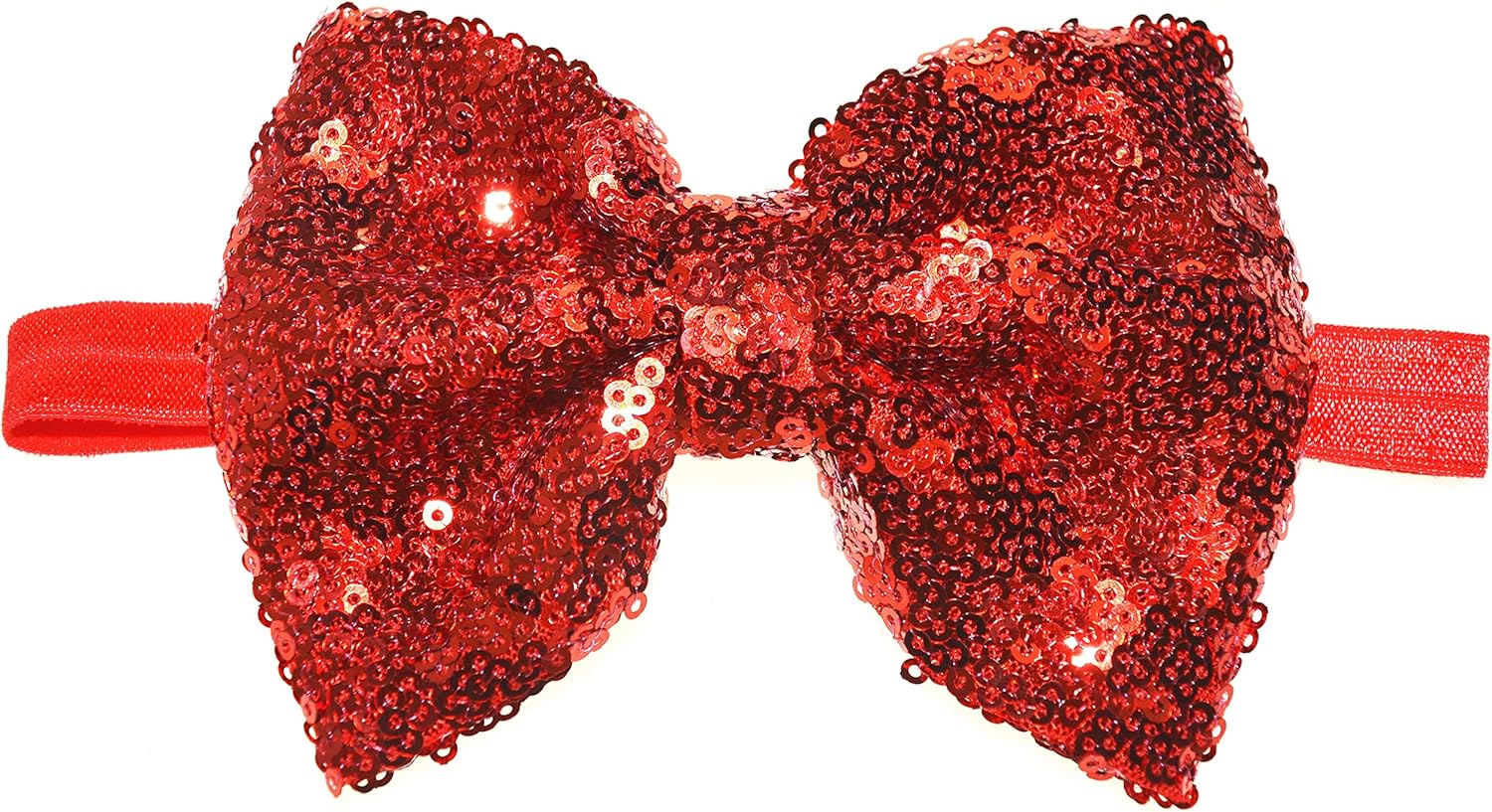 Girls Baby Red Sequin Hair Bows Bands Headband Bowknot image number 1