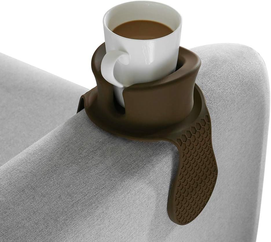 Sofa Cup Holder - Watruer the Ultimate Anti-Spill Holder Silicone Drink Holder for Your Sofa or Couch - Brown