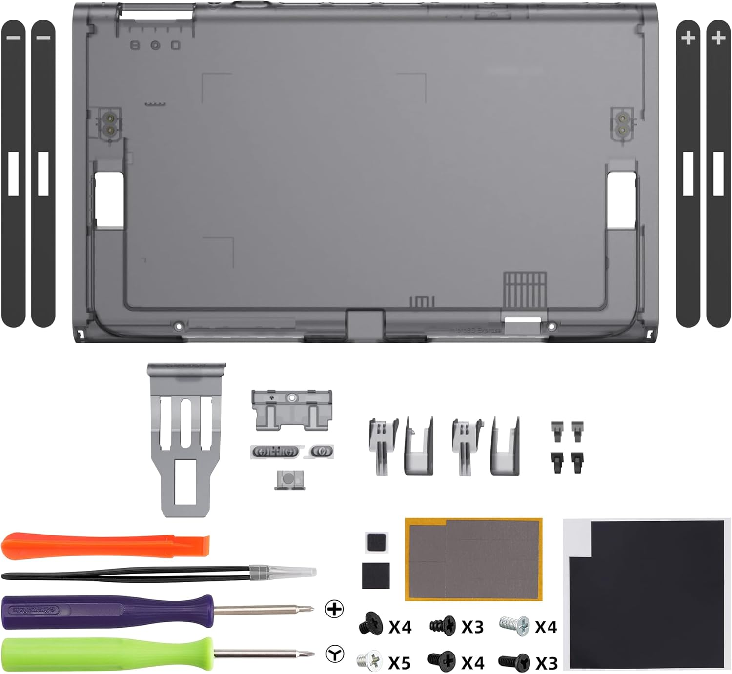 Extremerate Replacement DIY Rear Back Plate for Nintendo Switch 2 Handheld Console, Custom Housing Cover Shell Case for Switch 2 (Without Kickstand) - Clear Slate Black