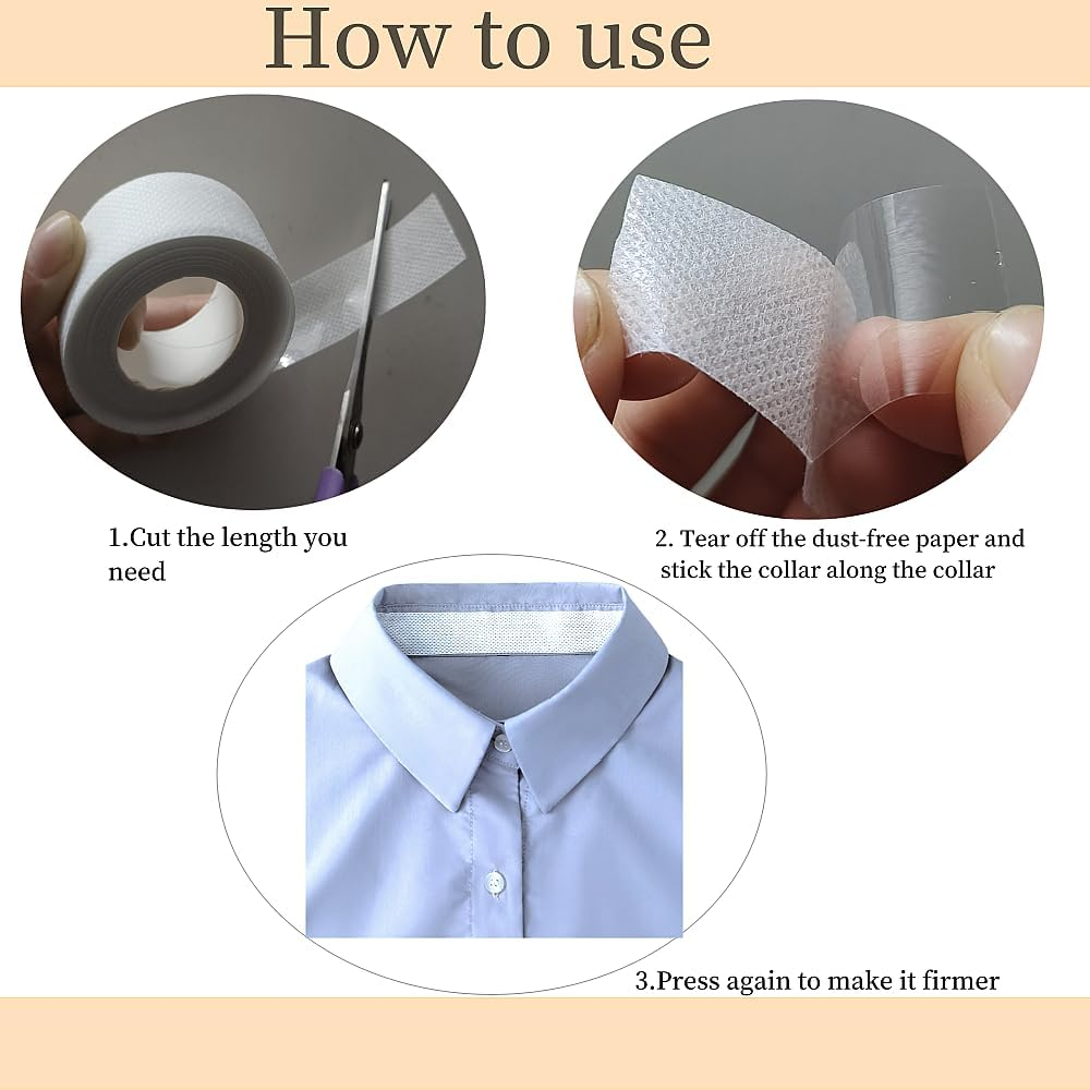 APZDFGIFCD 5 Rolls Collar Protector Sweat Pads, Self-Adhesive Shirt Collar Protector Absorbent Sweat Shields Pad for Hat Shirt Neck Liner Armpit Tape Collar Protectors for Women Men, White, 1 image number 3