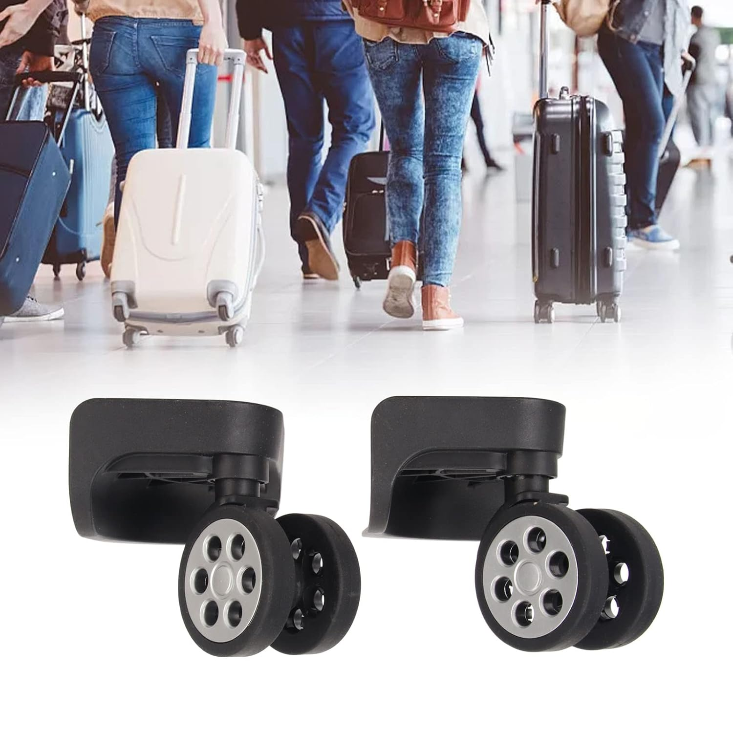 2 Pcs Luggage Wheels Replacement 360 Degree Rotation, Lockable Suitcase Caster with Screws for Replacement, Travel Suitcase Silent Wheel Repair Set image number 3