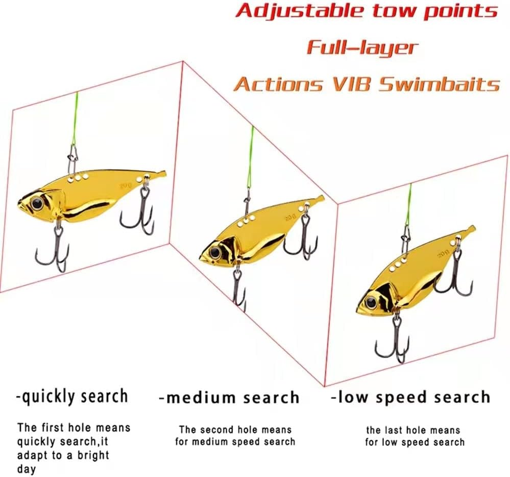 5 Pack Metal Blade Baits for Bass Fishing Lures Hard Metal VIB Fishing Spoons Crankbaits Swimbaits for Trout Walleye Crappie Saltwater Blade Bait Fishing image number 2