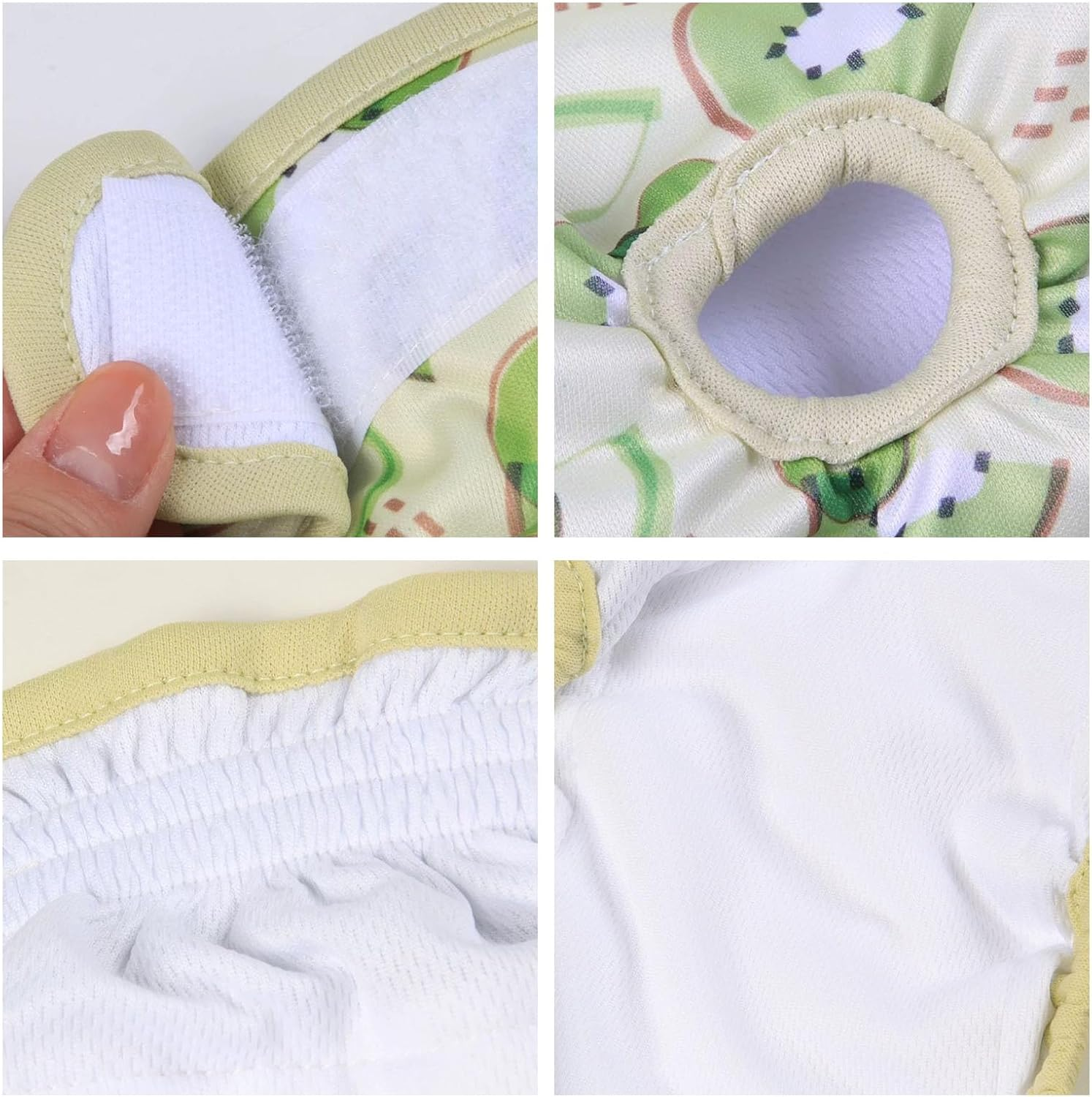 Larfraecy Washable Female Dog Nappies 3Pcs Super Absorbent Puppy Sanitary Wrap,Stylish Strawberry,Watermelon & Kiwi Prints,Comfortable and Adjustable,For Dogs in Heat,Postpartum Care,Travel image number 1