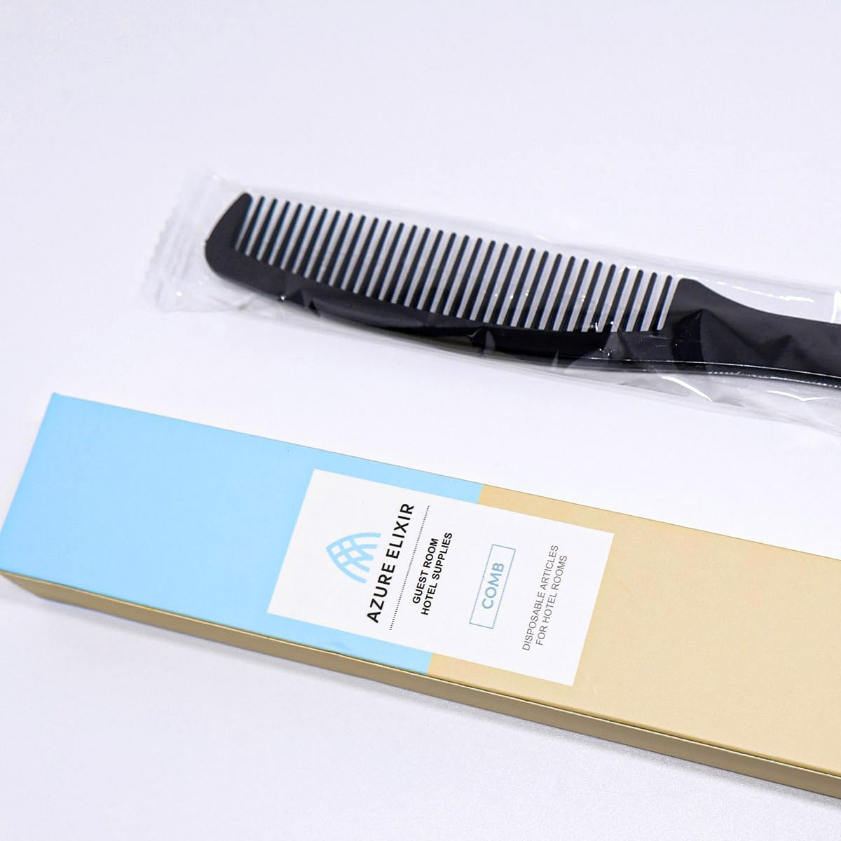 AIMALL 50-Pack Disposable Combs Individually Wrapped, Gentle on Scalp, Lightweight Hygienic Hair Care for Hotels & Personal Use, Measures 7.08 Inches Long - Blue image number 3