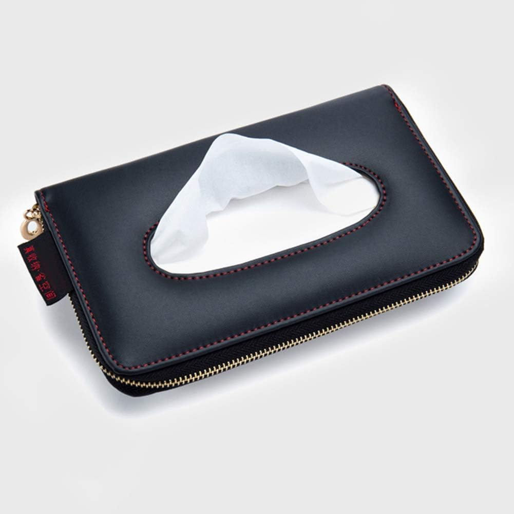 Fredyusu Car Tissue Holder, Car Visor Tissue Holder, Perfect Solid Color Auto Tissue Box, Tissue Case Holder for Car (Black) - Black image number 6