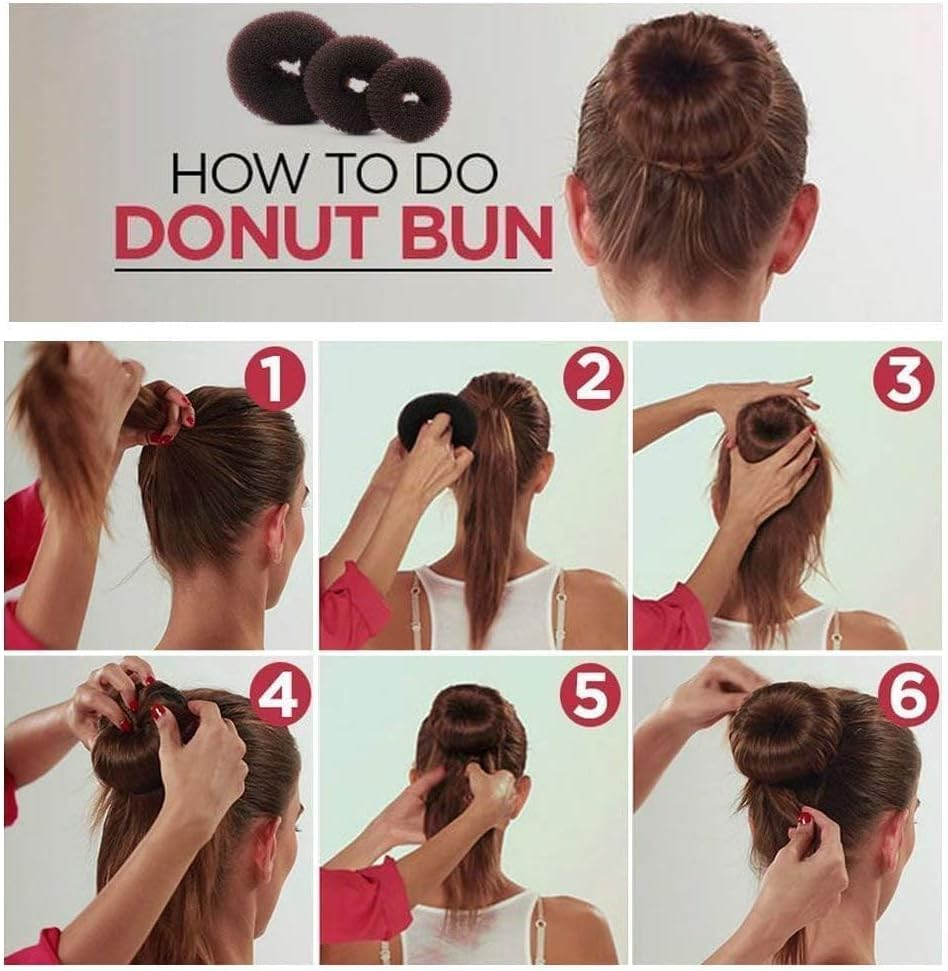 8Pack Hair Bun Maker for Kids, Small Donut Shapers - Create Perfect Buns with Ease - Hair Doughnut Shaper Kit for Women and Girls, Mini Hair Doughnut Shaper for Short and Thin Hair (Black) - Brown image number 2
