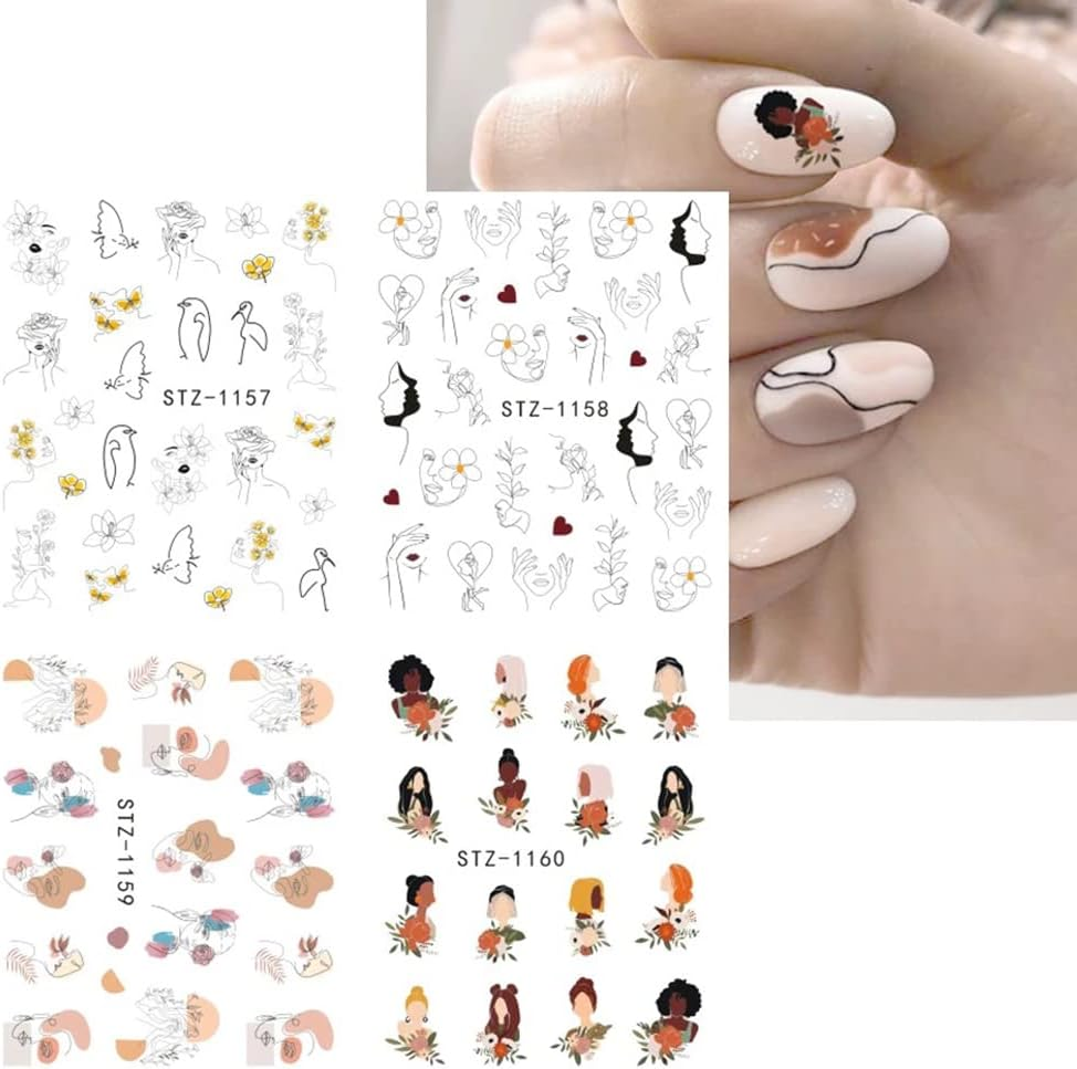 Missjelly Nail Stickers, Flowers Water Transfer, Abstract Nail Stickers, Nail Art Stickers, Nail Tattoos, Nail Design, Manicure, DIY Nail Art Decals for Women and Girls (3 Sheets) image number 5