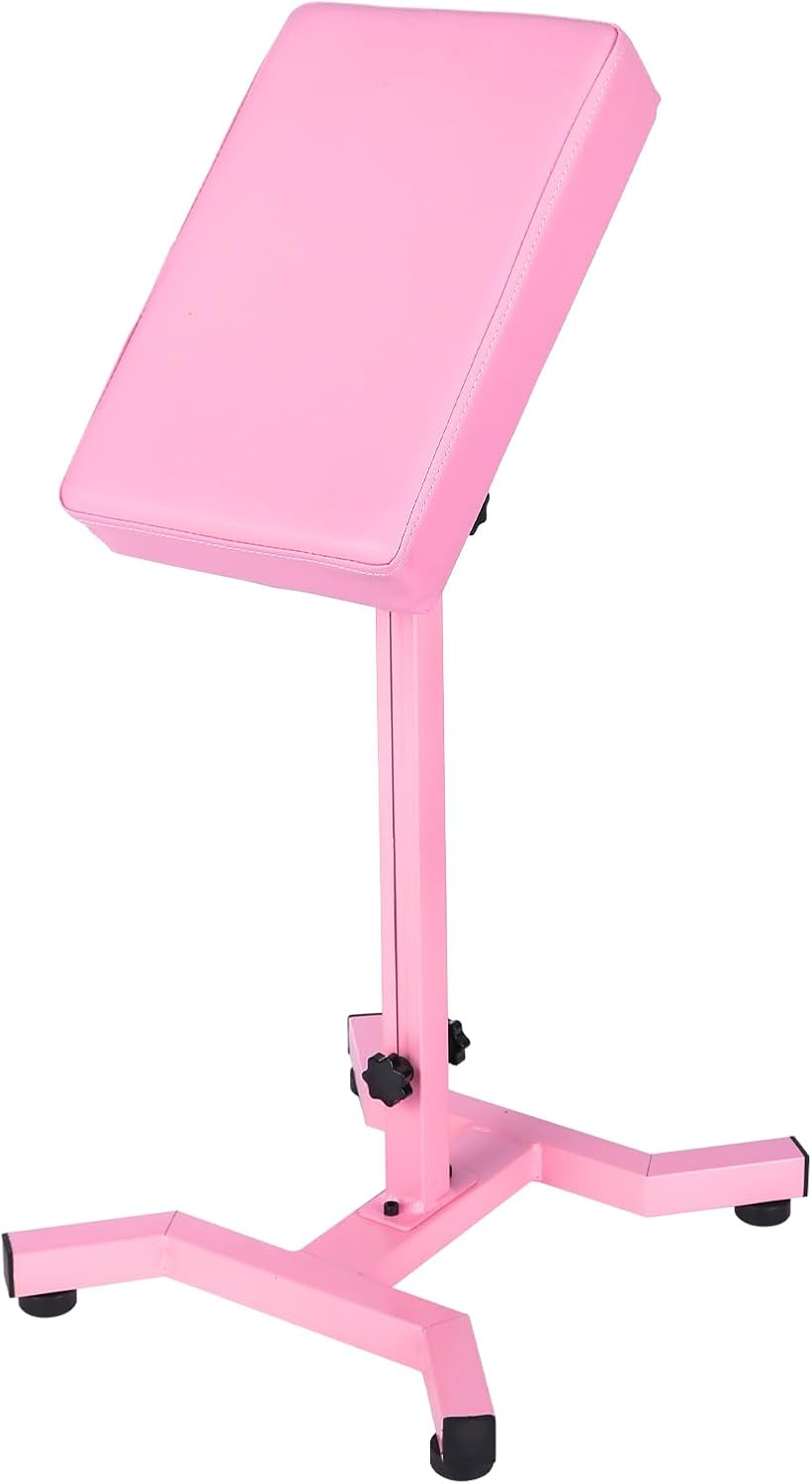 HUOXOU Pink Tattoo Arm Rest, Arm Rest Tattoo, Arm Rest for Tattooing, Tattoo Arm Rest Stand, Tattoo Armrest, Four-Corner Base Stability Strongly, Adjustable Height, Thicken Soft Sponge Pad