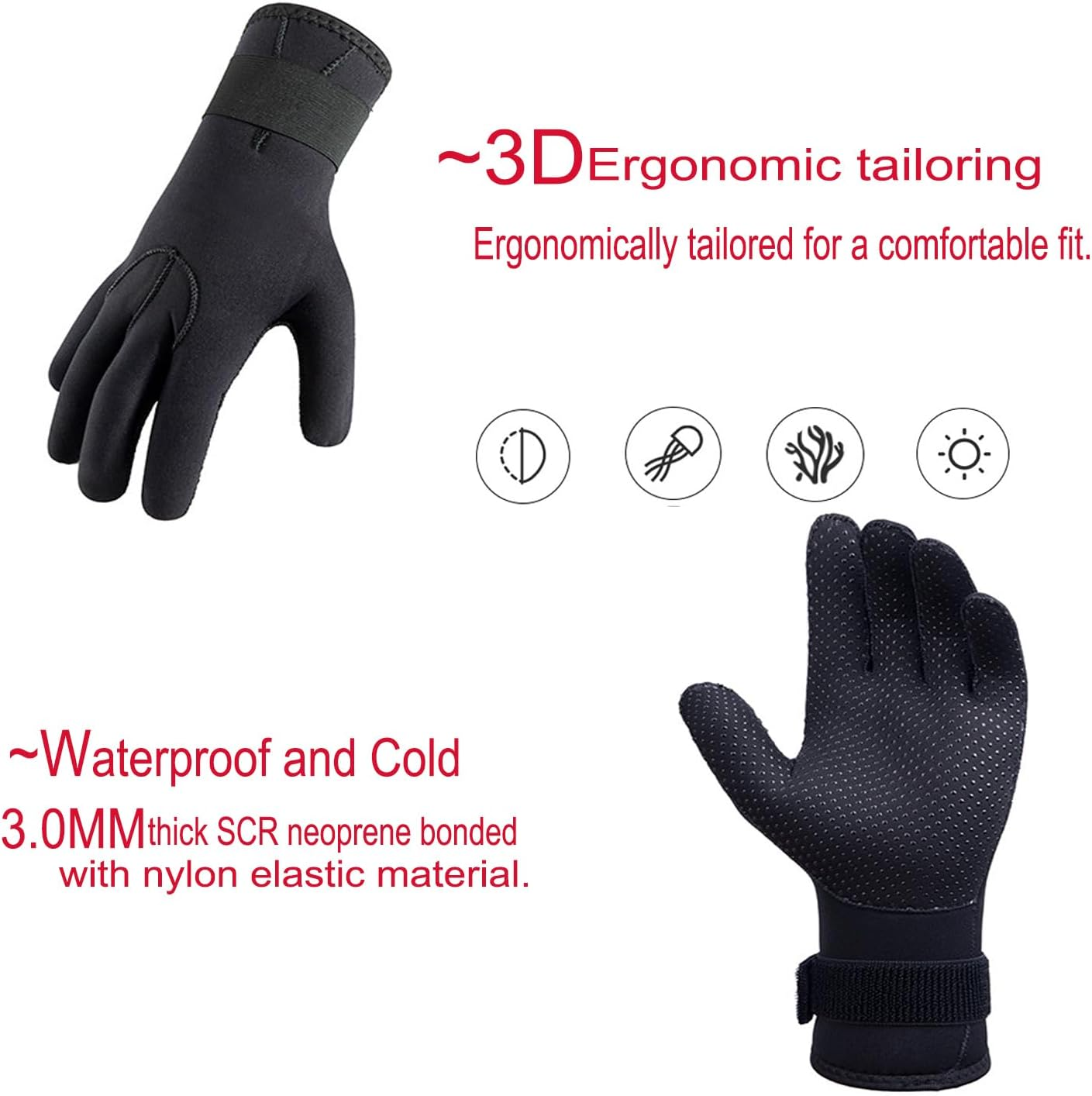 ABPOK 3Mm Neoprene Diving Gloves - Thermal Swim Anti-Slip Wear-Resistant Water Sports Gloves for Men Women image number 1