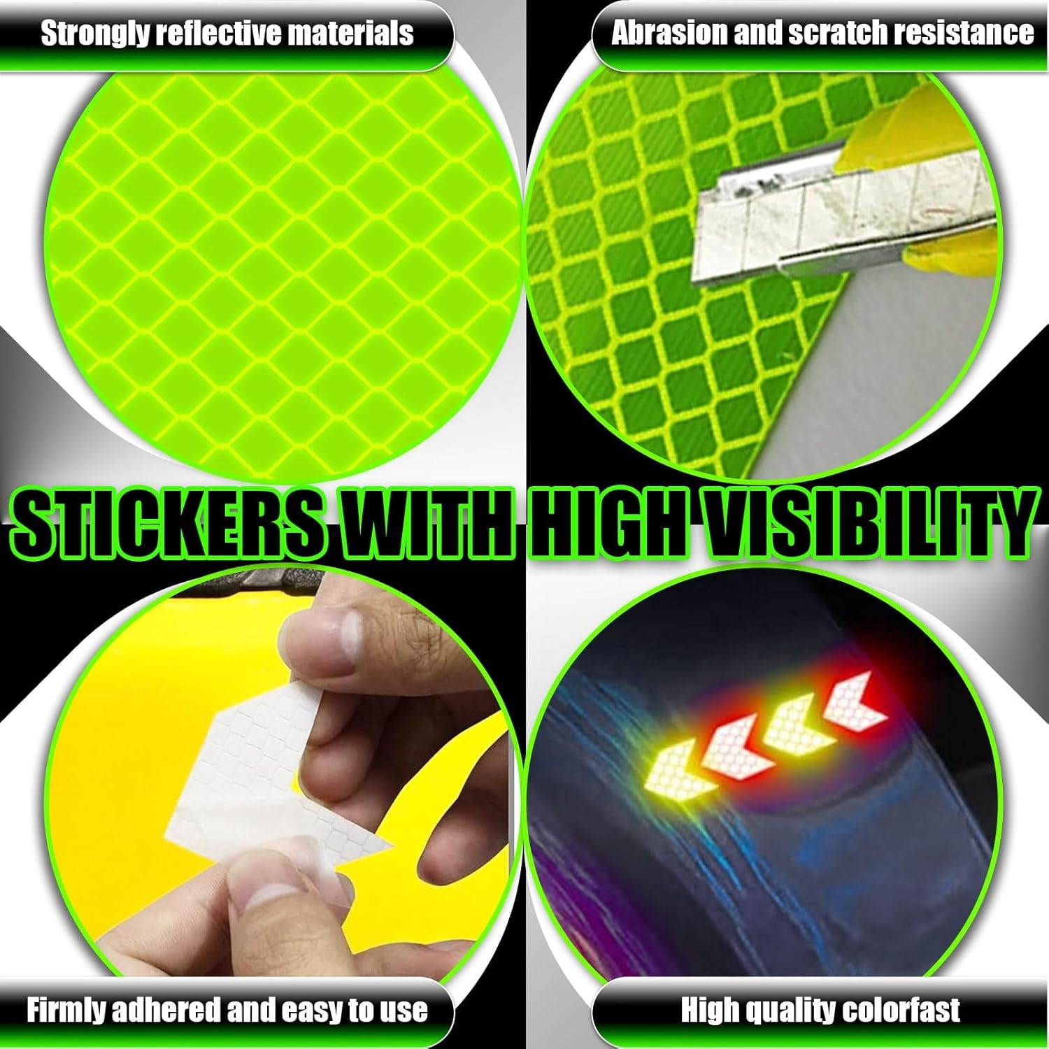 Reflective Stickers, 60 Pcs Night Warning Stickers, Outdoor Reflective Stickers for Vehicles, Cars, Motorcycles, Bicycles (6 Colors, Arrow)