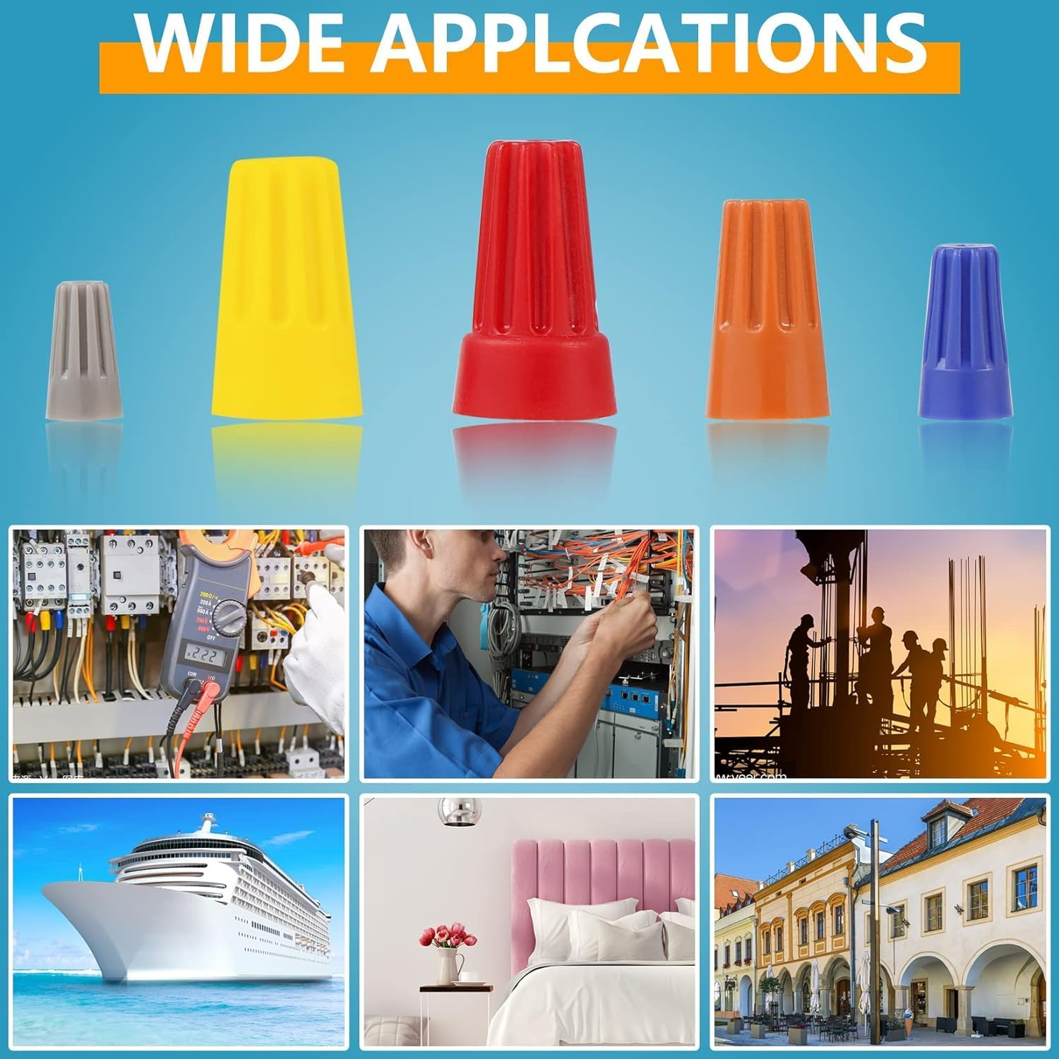 WADY 158PCS Wire Nuts, Electrical Wire Connectors Nuts Colorful Wire Caps Kit Twist Caps Nuts Assortment for Quick Connection image number 4