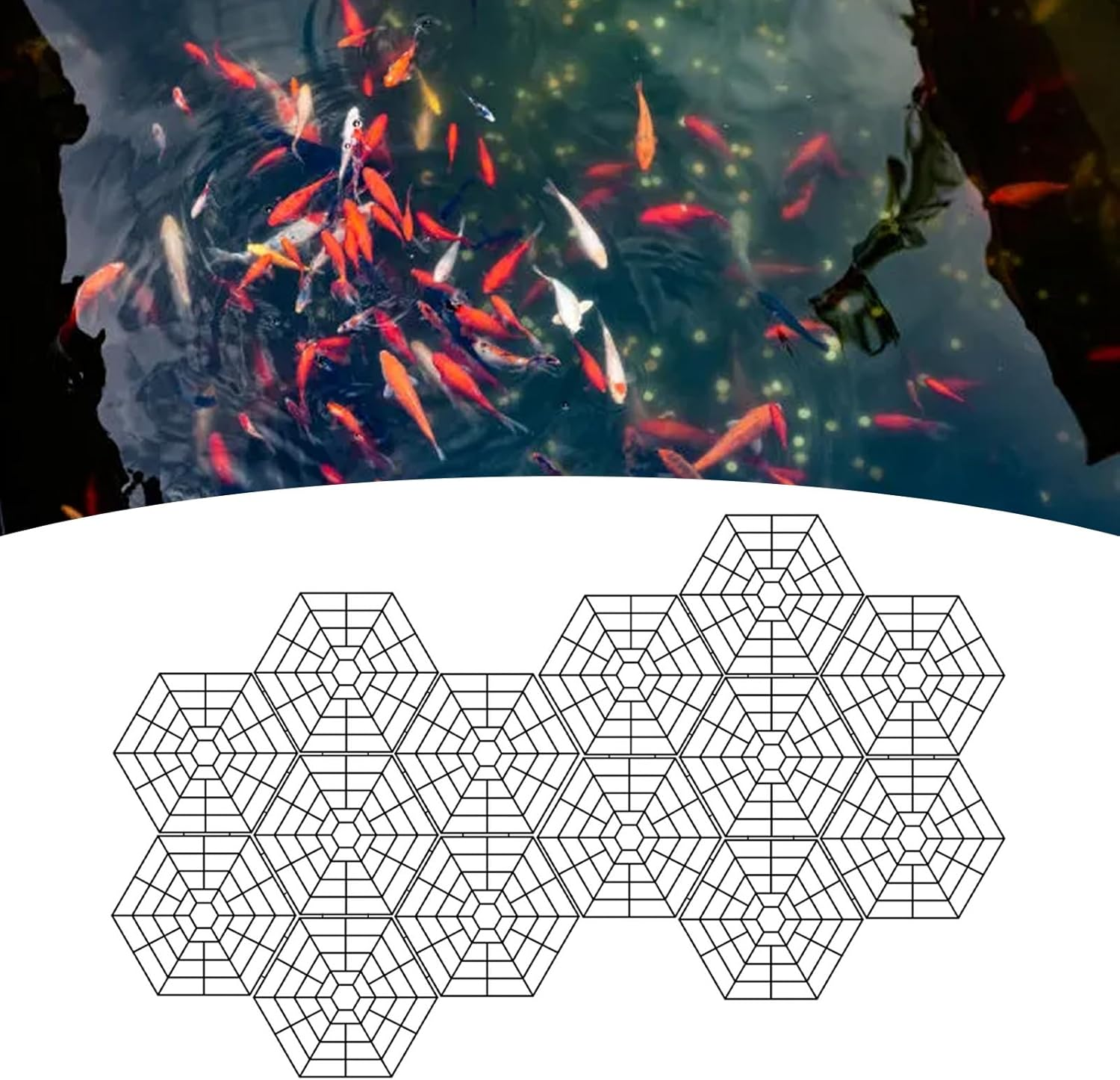 20 Set Pond Fish Protector Net, Strong Plastic Floating Guarding Net with Clips, Deters Cats and Herons, Lightweight Design for Easy Installation and Maintenance